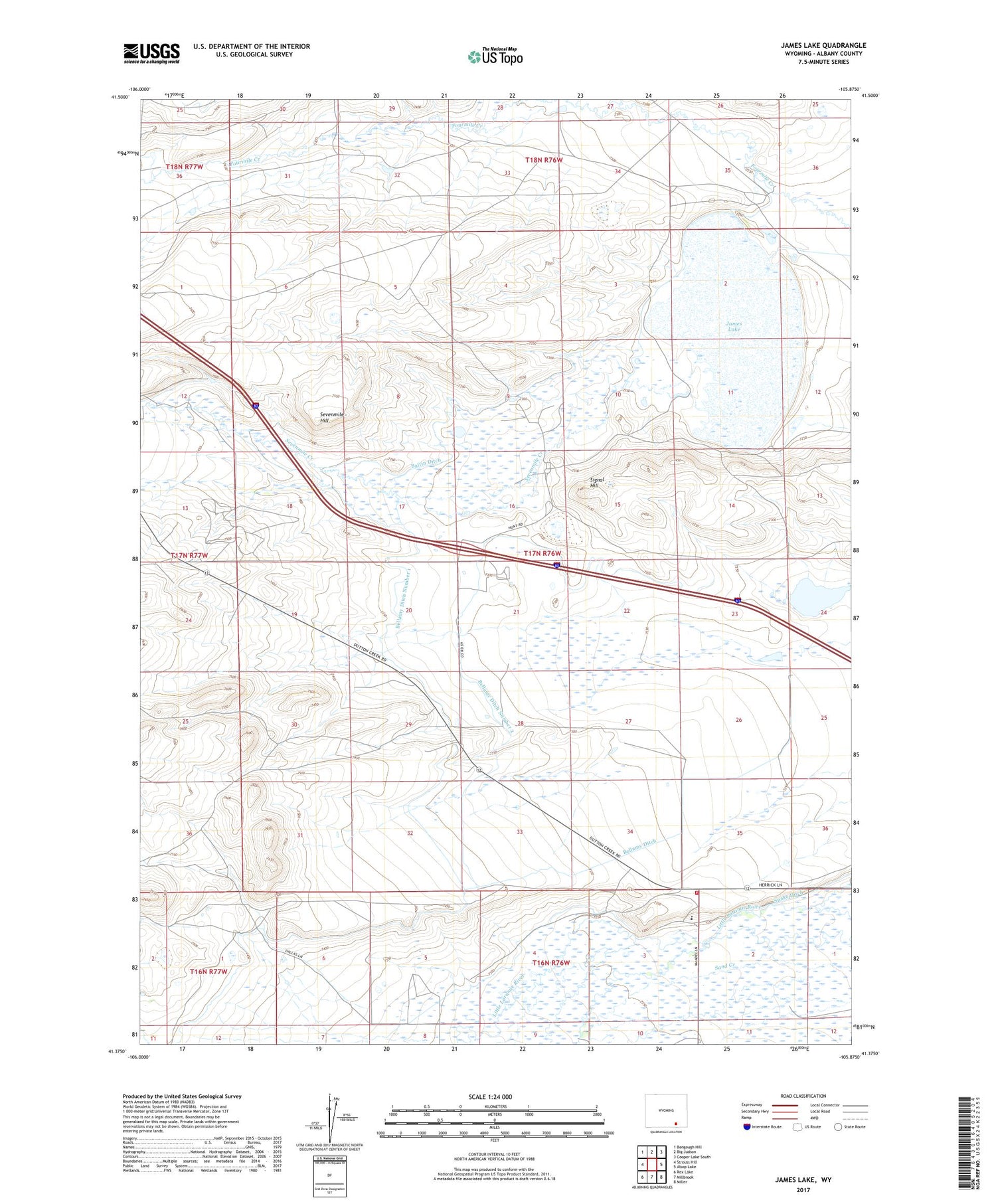 James Lake Wyoming US Topo Map Image