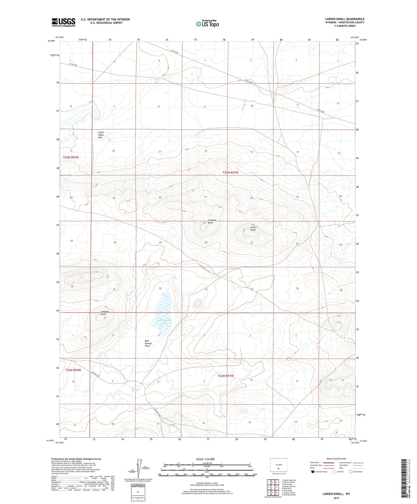 Larsen Knoll Wyoming US Topo Map Image