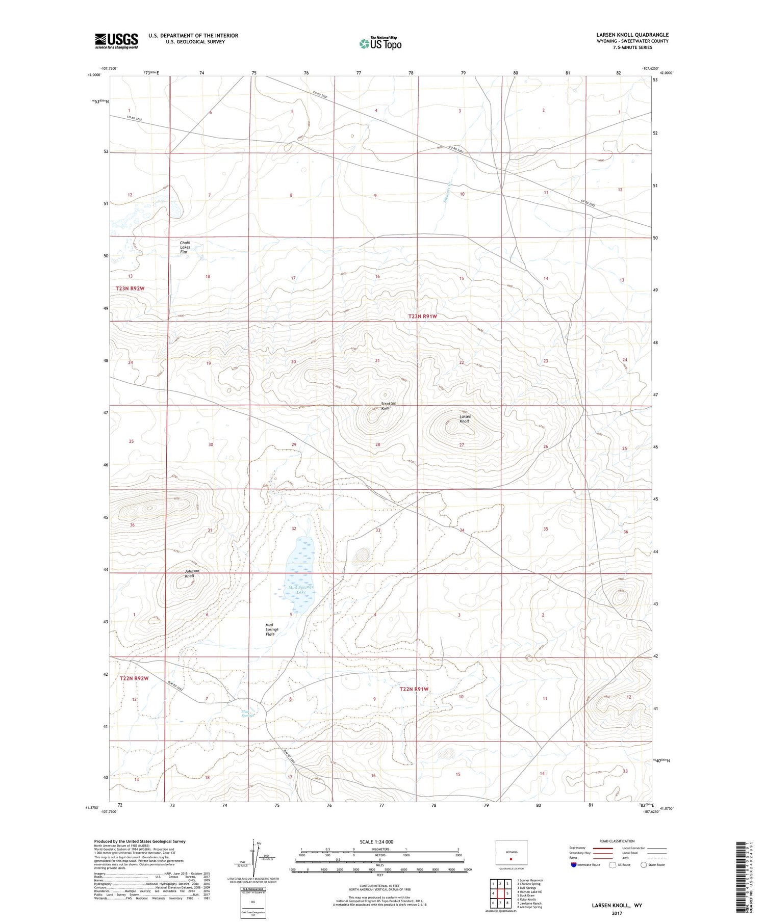 Larsen Knoll Wyoming US Topo Map Image