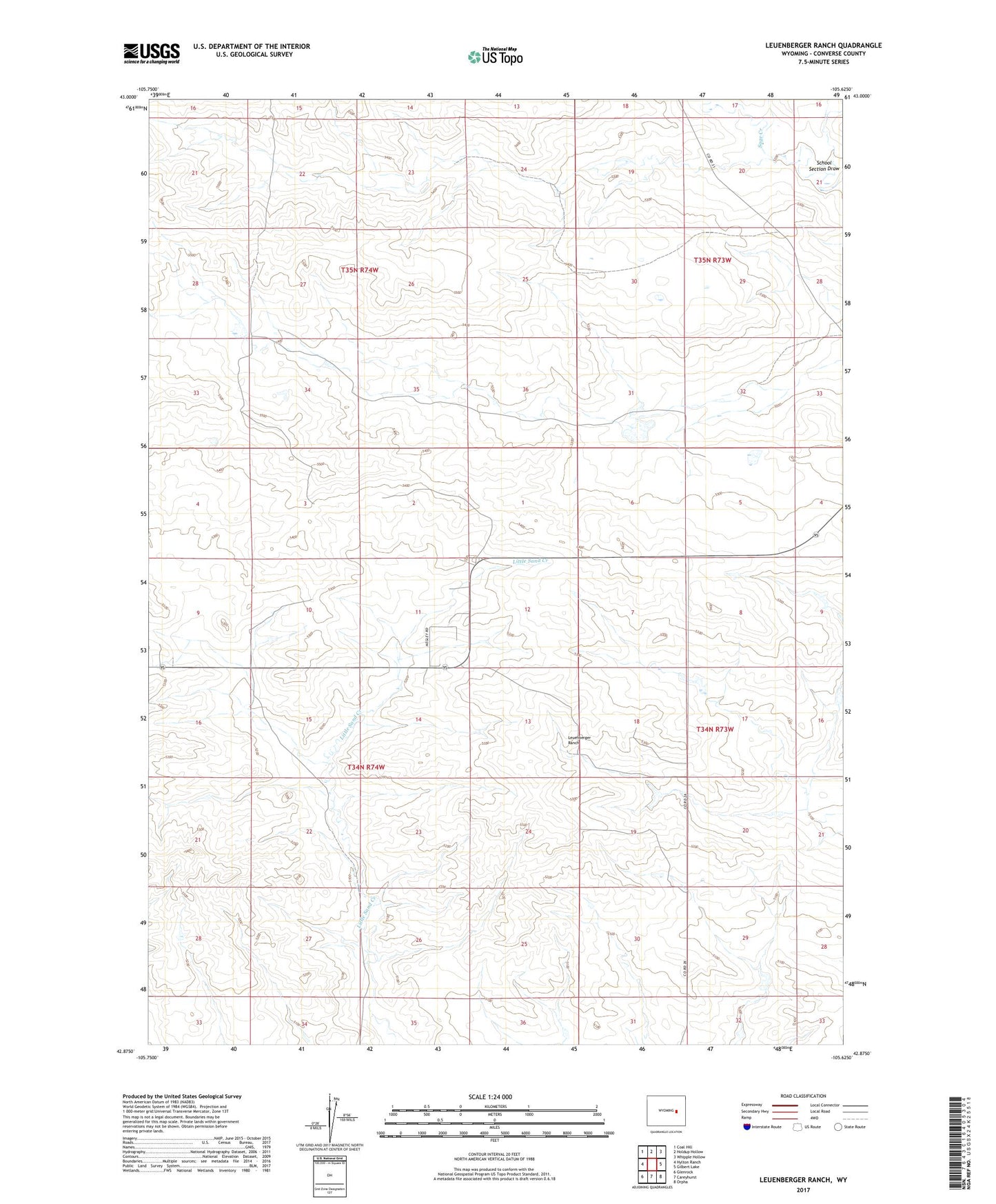 Leuenberger Ranch Wyoming US Topo Map Image