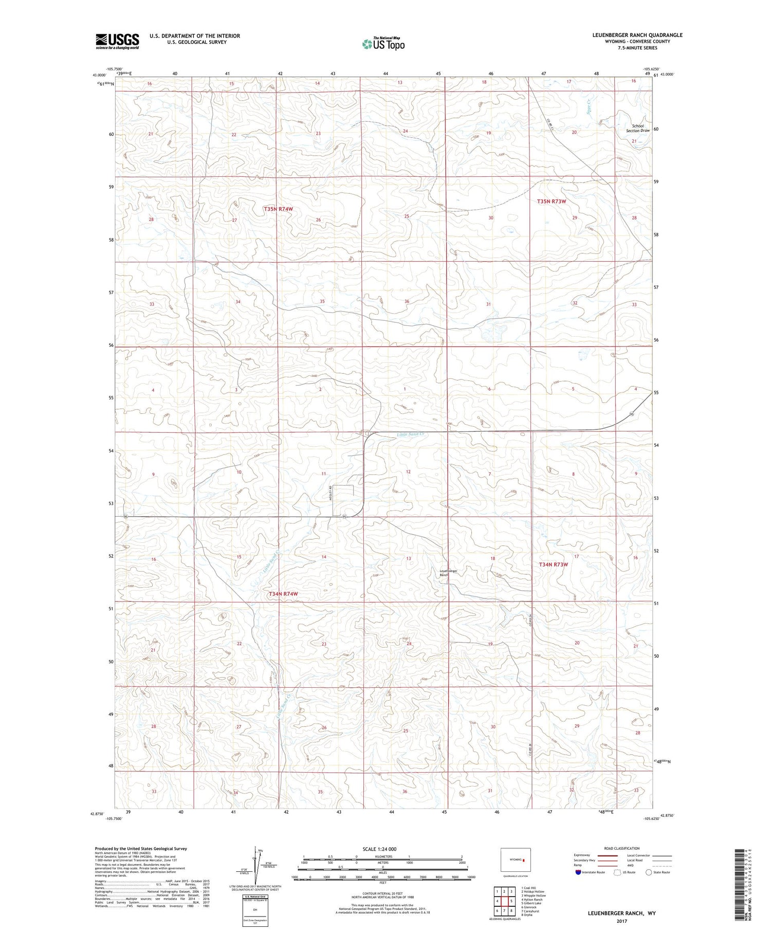 Leuenberger Ranch Wyoming US Topo Map Image
