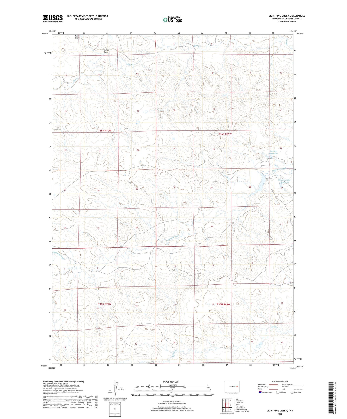 Lightning Creek Wyoming US Topo Map Image