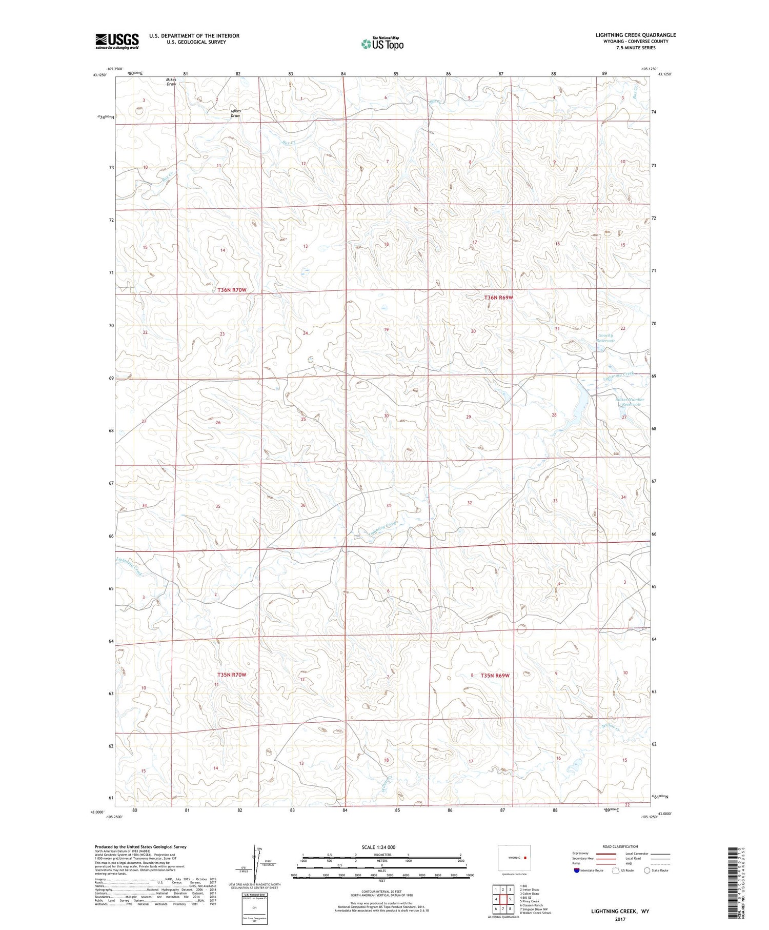 Lightning Creek Wyoming US Topo Map Image