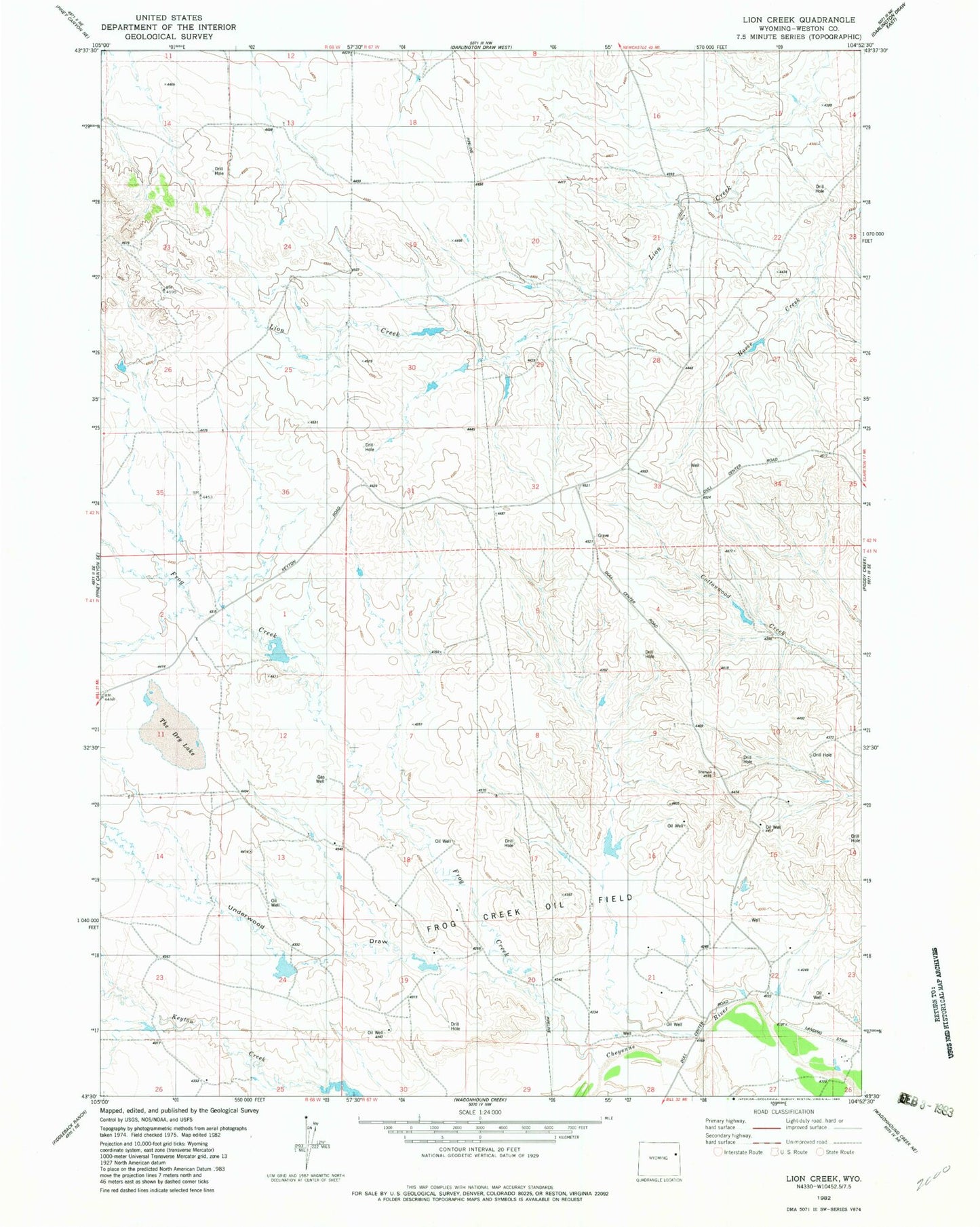 Classic USGS Lion Creek Wyoming 7.5'x7.5' Topo Map Image