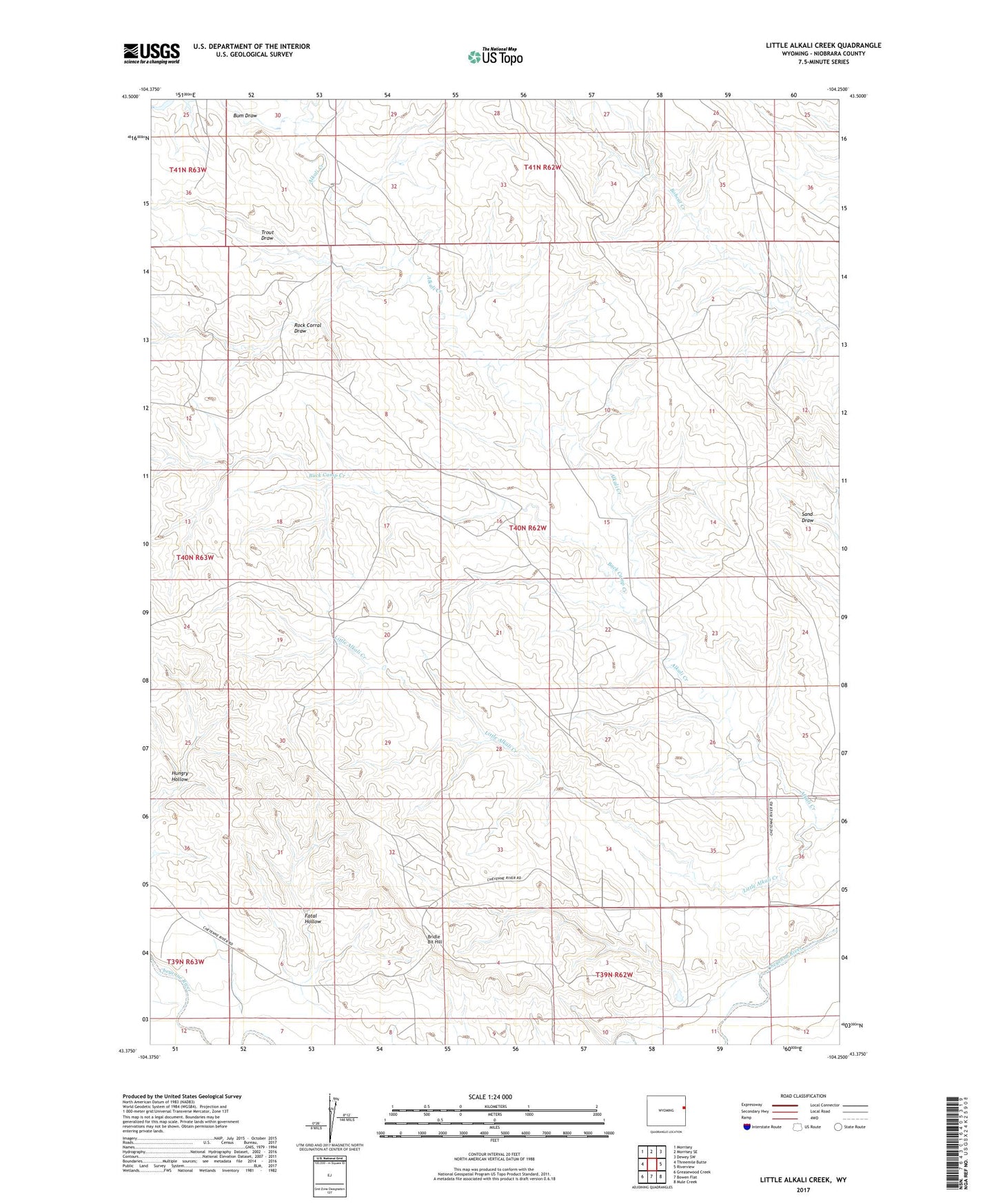 Little Alkali Creek Wyoming US Topo Map Image