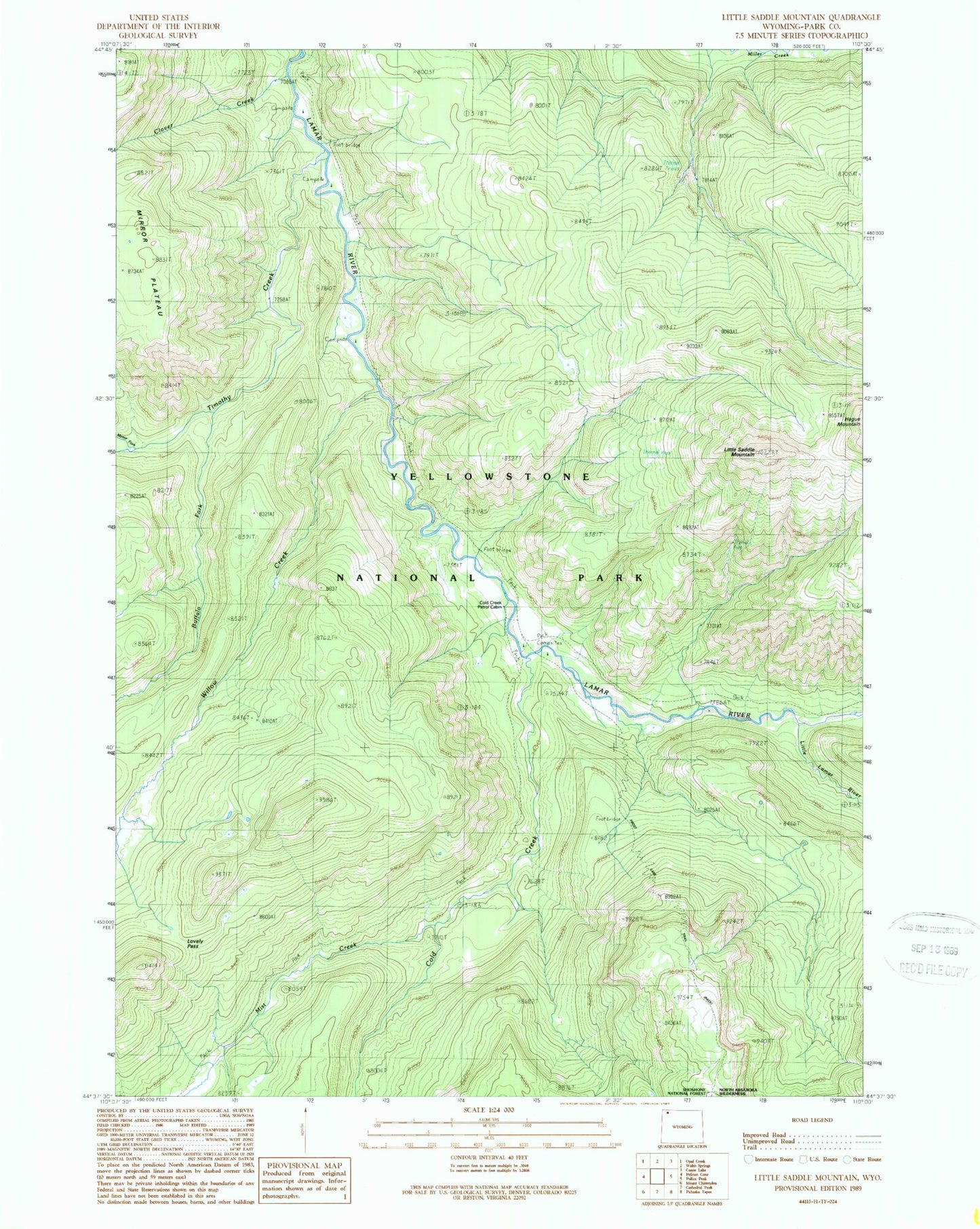 Classic USGS Little Saddle Mountain Wyoming 7.5'x7.5' Topo Map Image