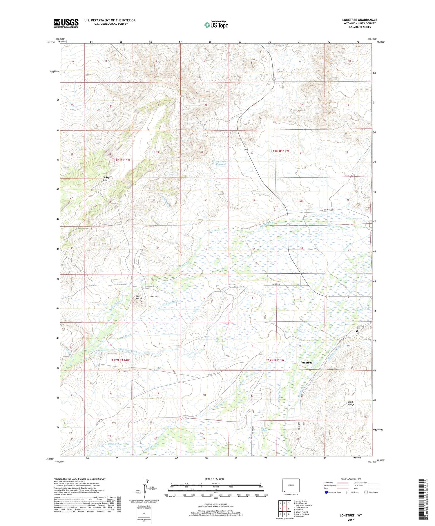 Lonetree Wyoming US Topo Map Image