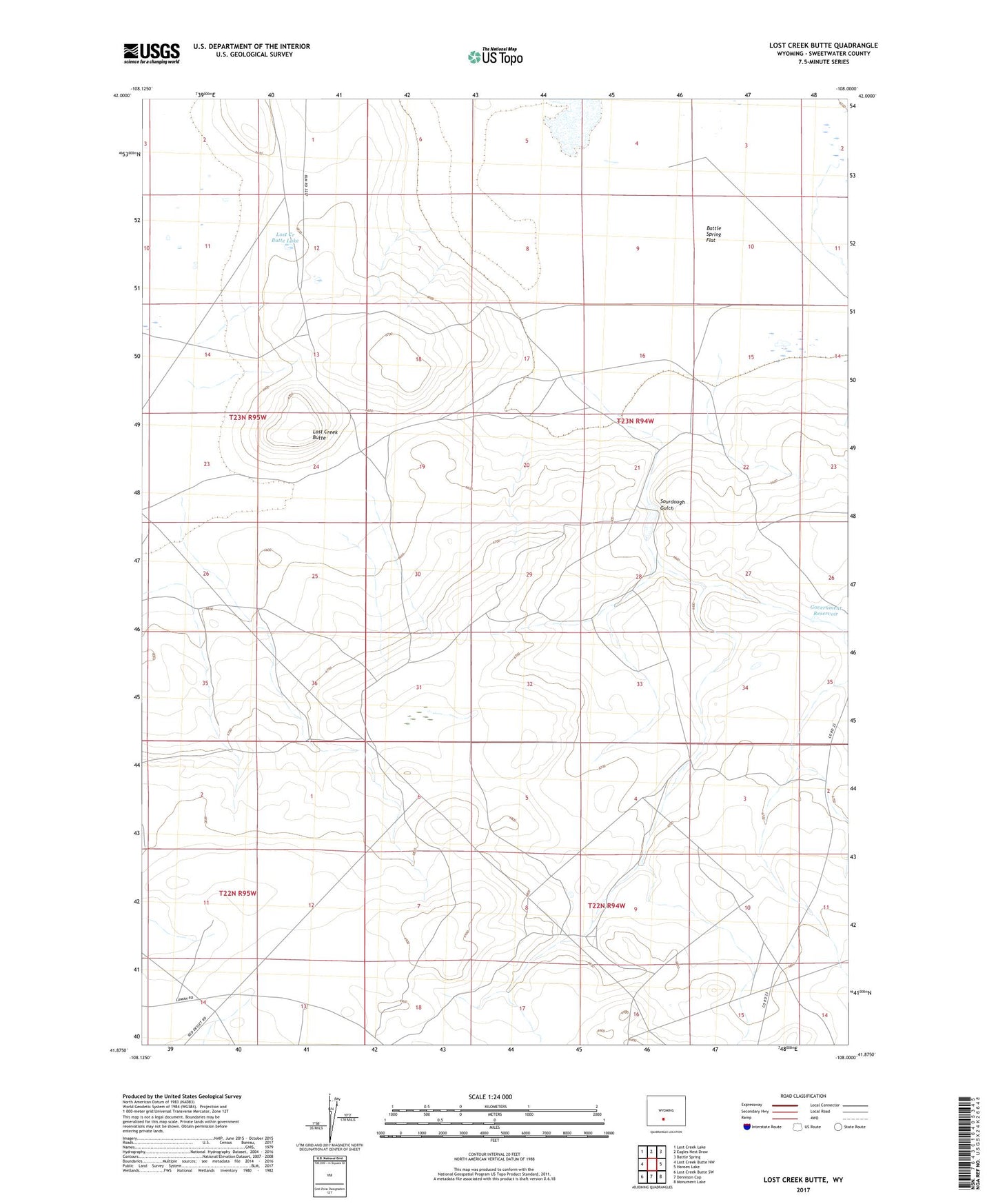 Lost Creek Butte Wyoming US Topo Map Image