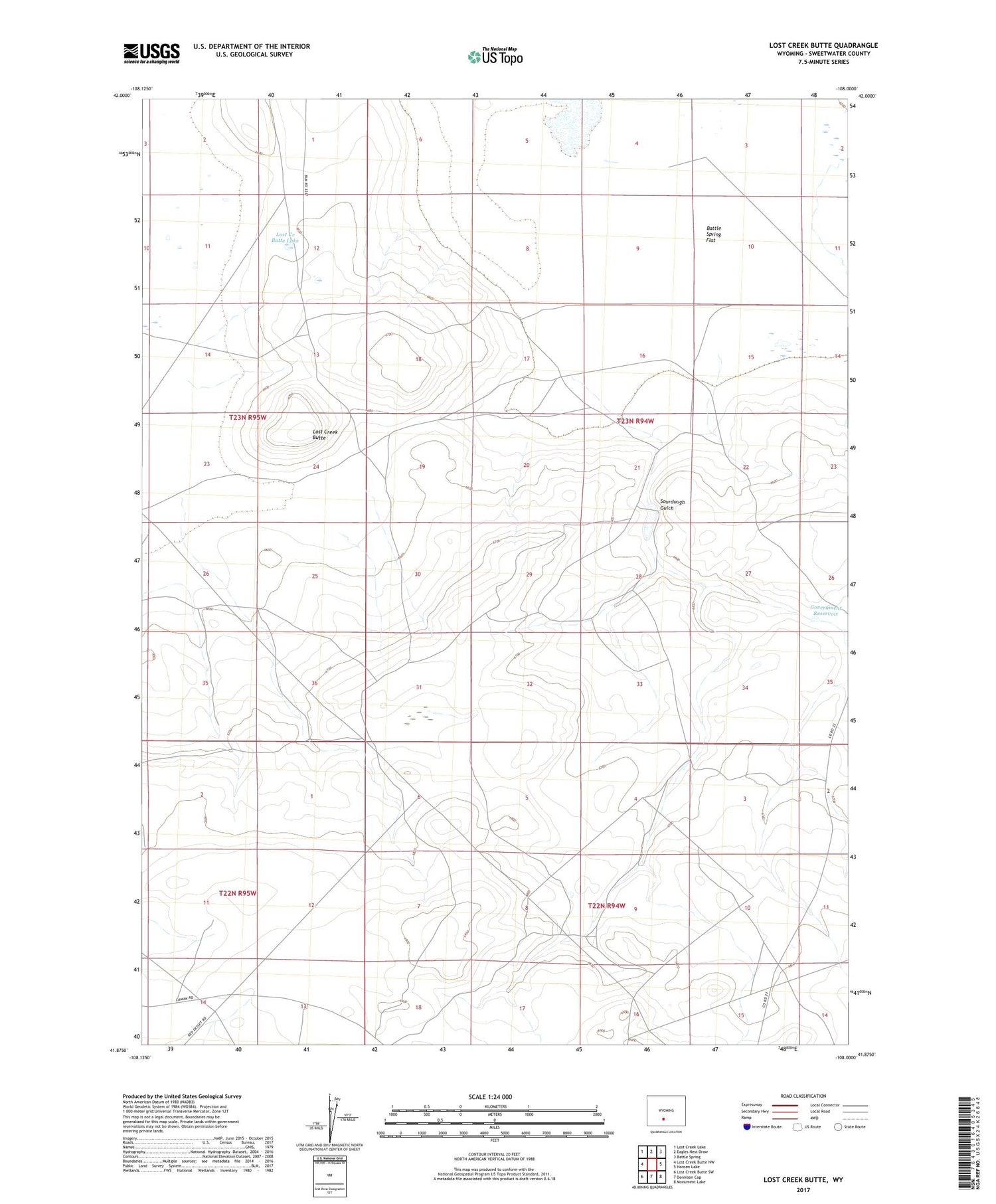 Lost Creek Butte Wyoming US Topo Map Image