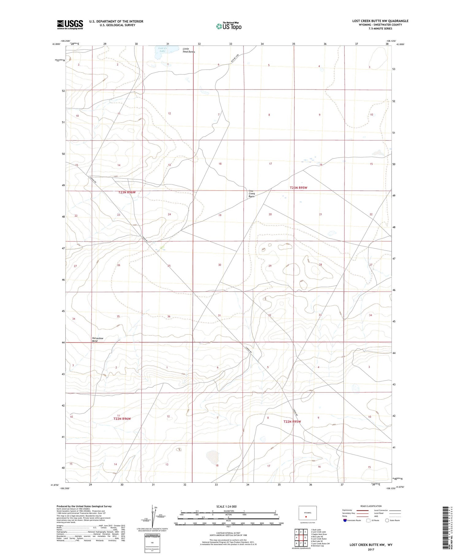 Lost Creek Butte NW Wyoming US Topo Map Image