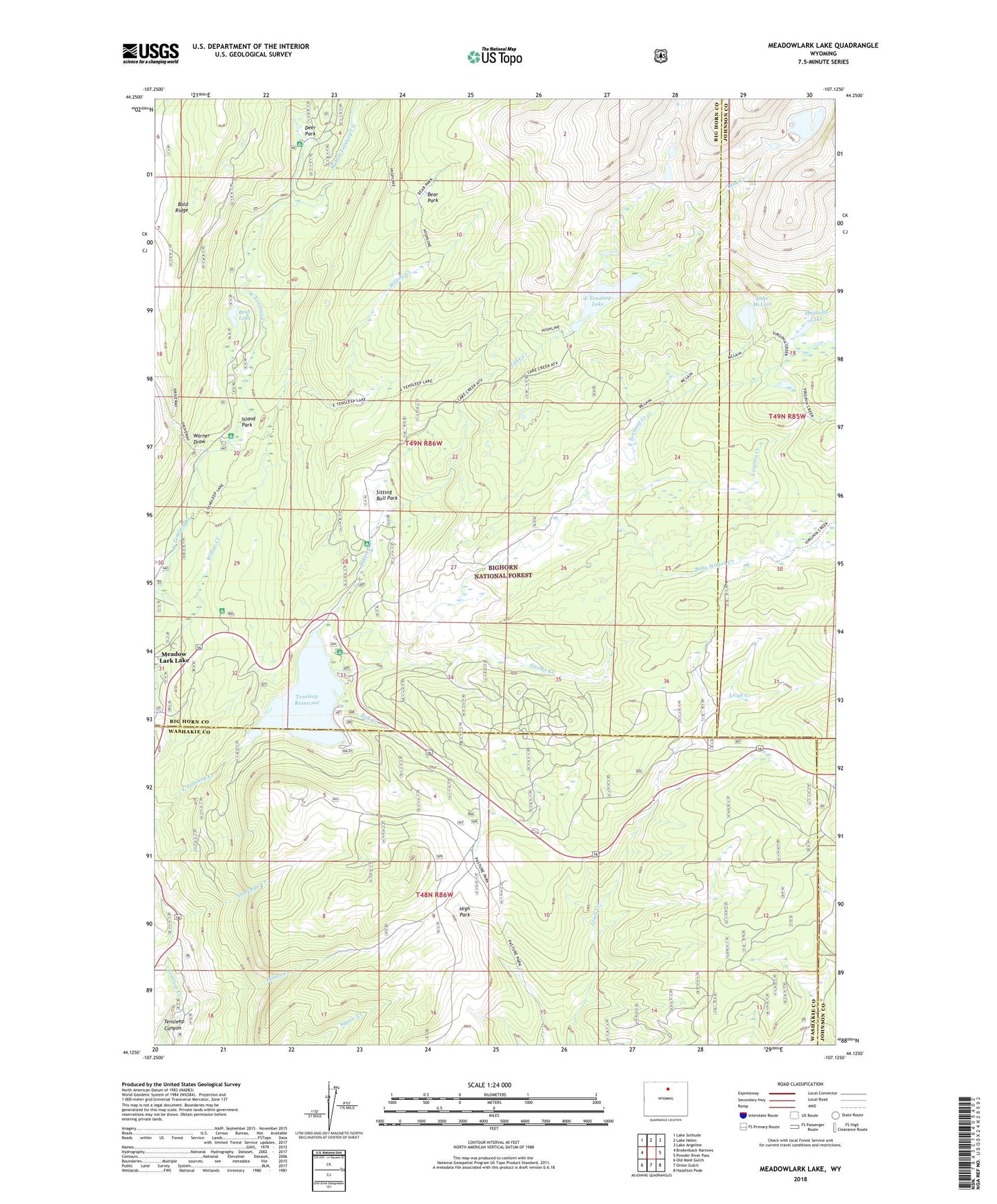 Meadowlark Lake Wyoming US Topo Map Image
