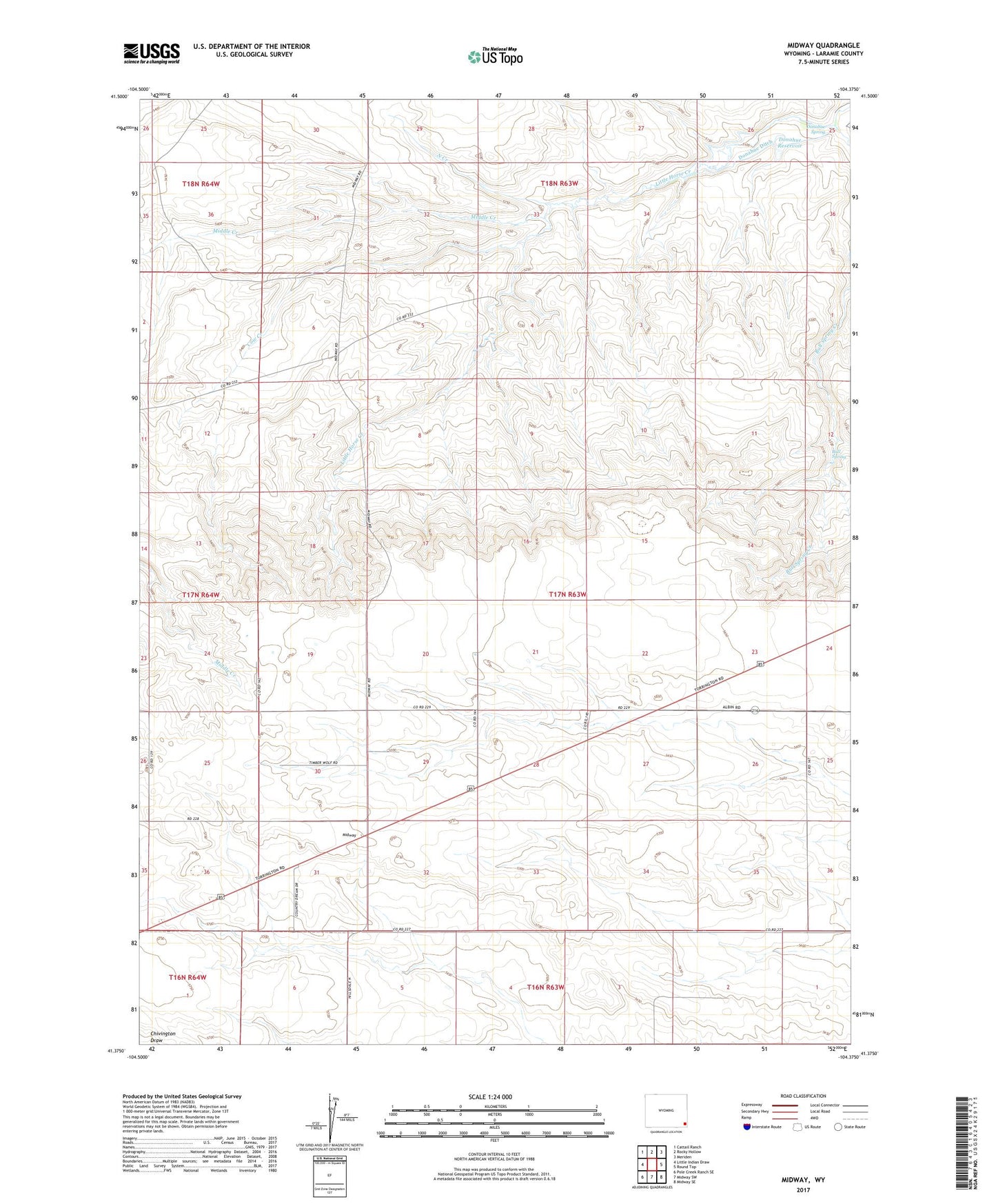 Midway Wyoming US Topo Map Image