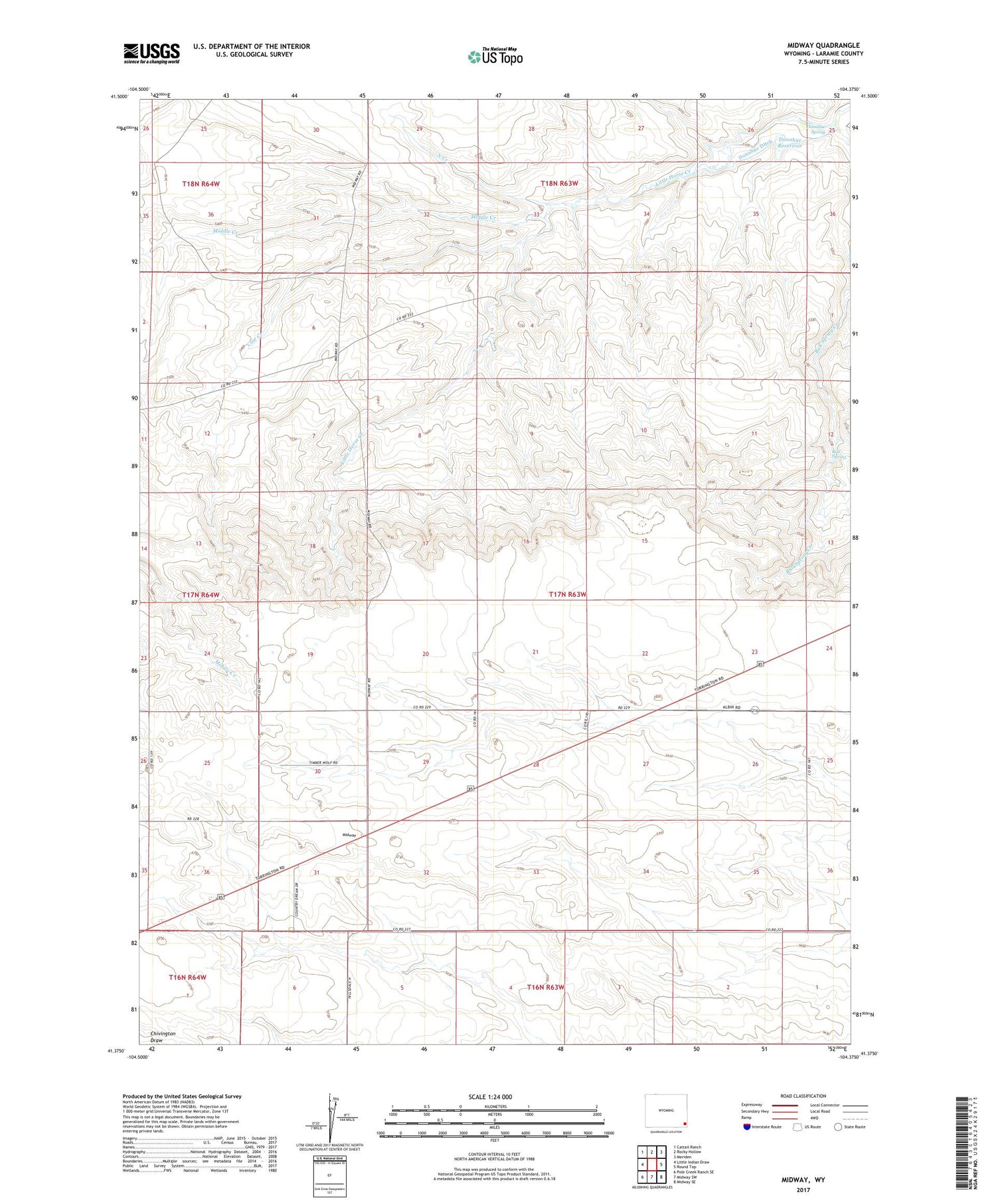 Midway Wyoming US Topo Map Image