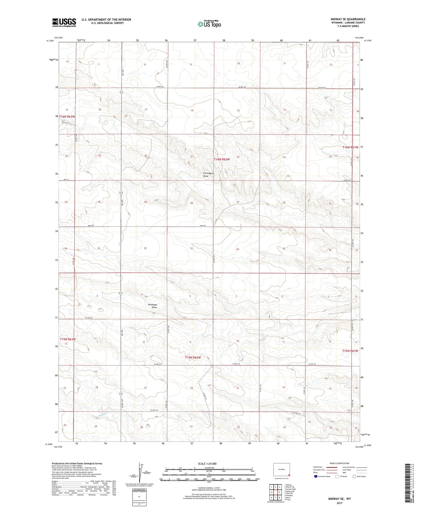 Midway SE Wyoming US Topo Map Image