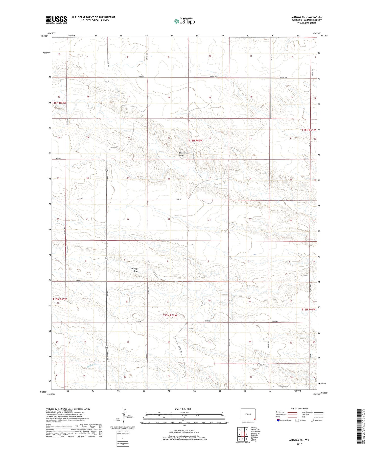 Midway SE Wyoming US Topo Map Image