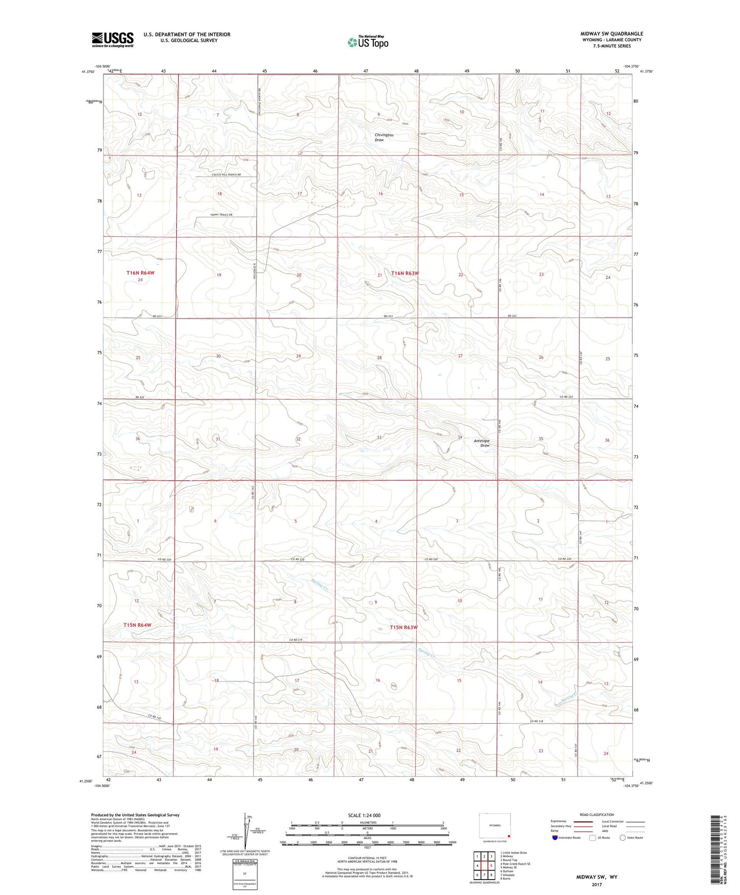Midway SW Wyoming US Topo Map Image