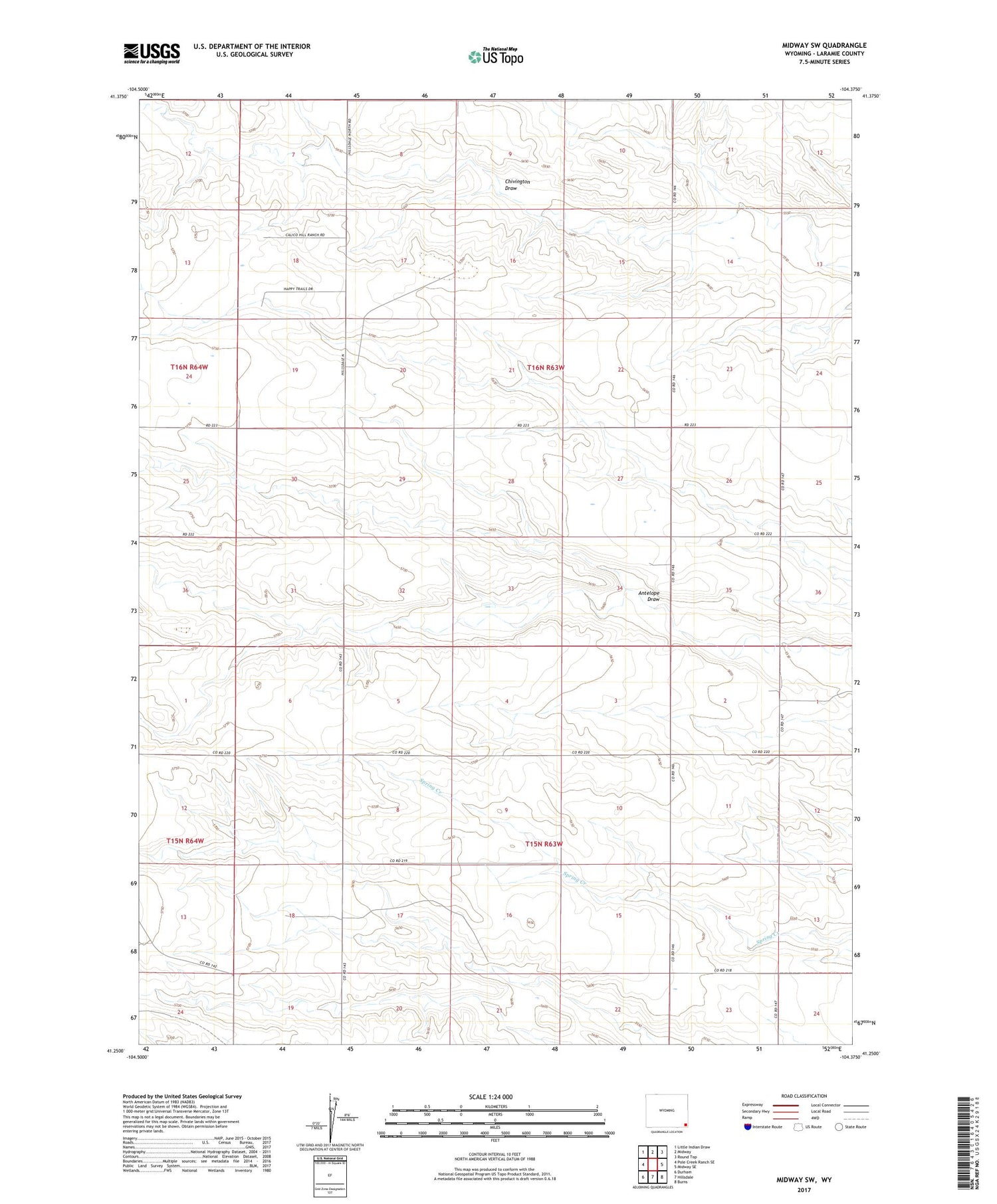 Midway SW Wyoming US Topo Map Image