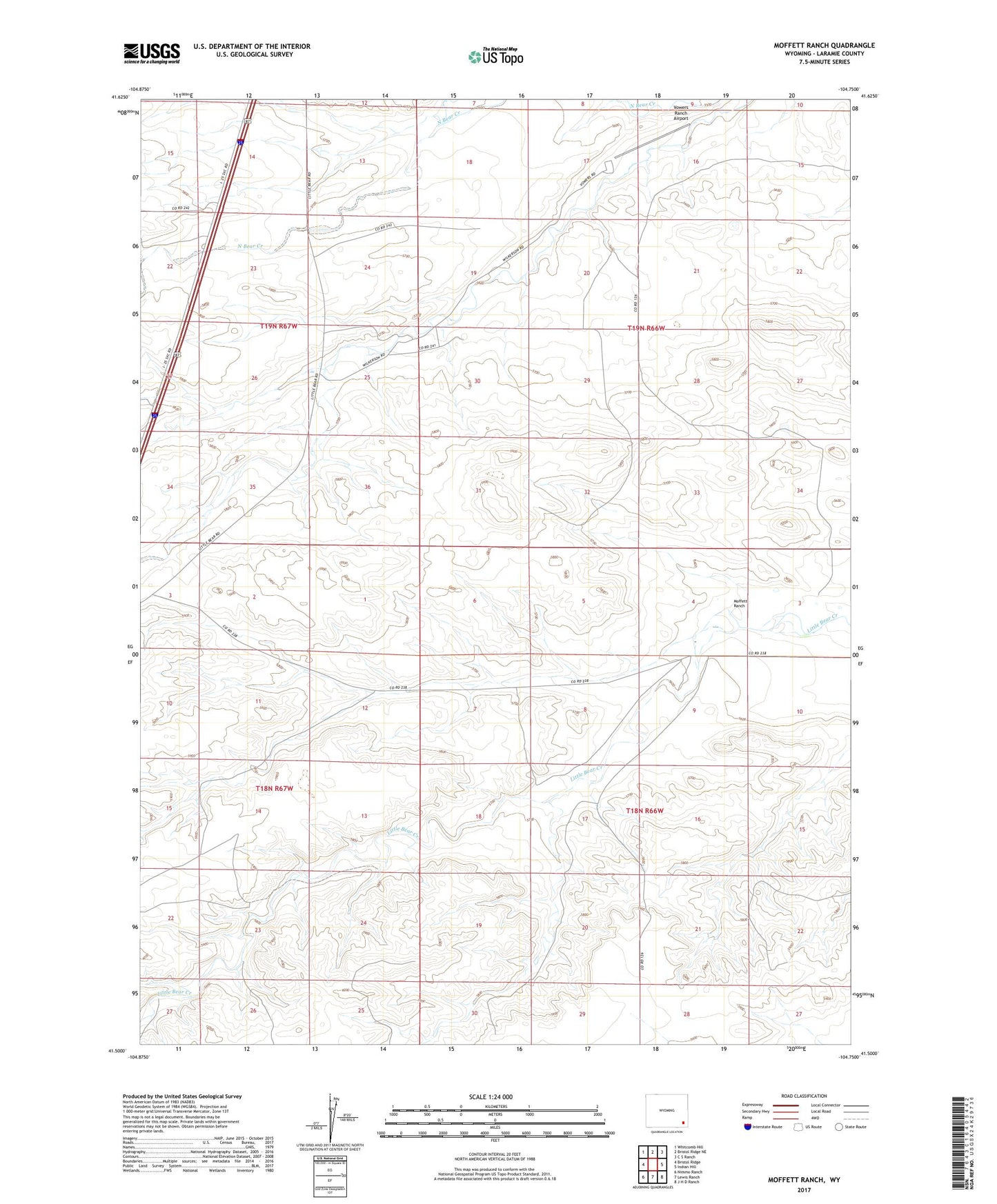 Moffett Ranch Wyoming US Topo Map Image