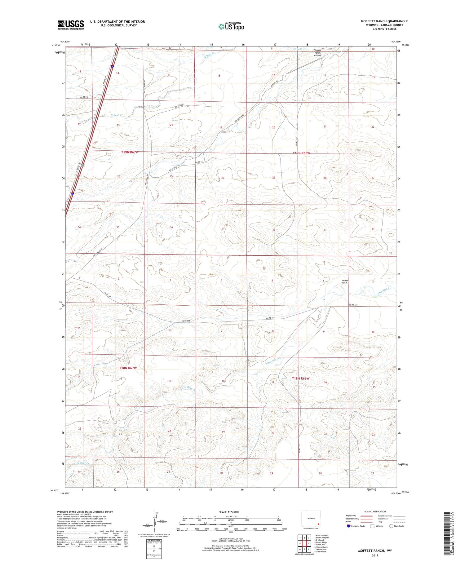 Moffett Ranch Wyoming US Topo Map Image