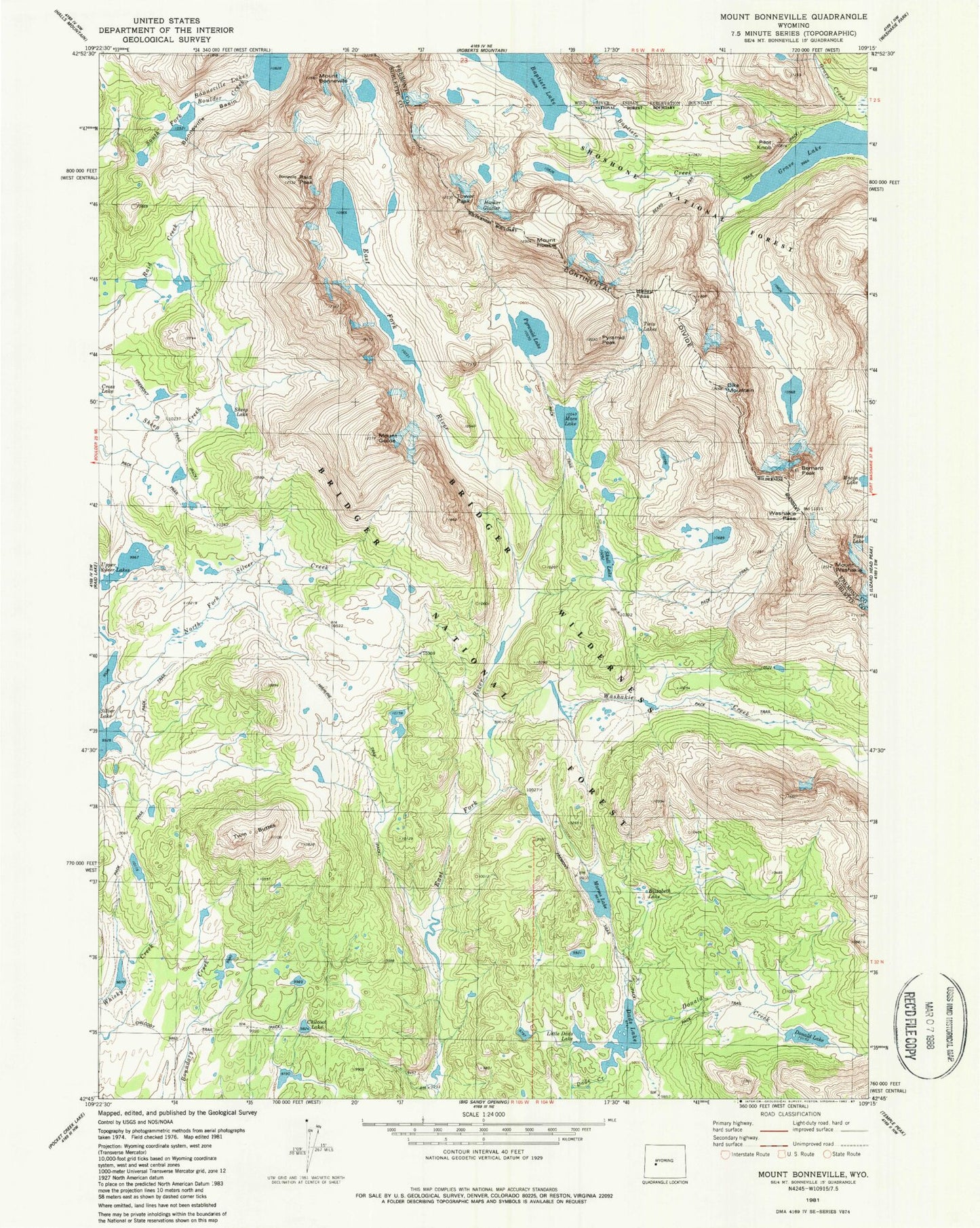 USGS Classic Mount Bonneville Wyoming 7.5'x7.5' Topo Map Image