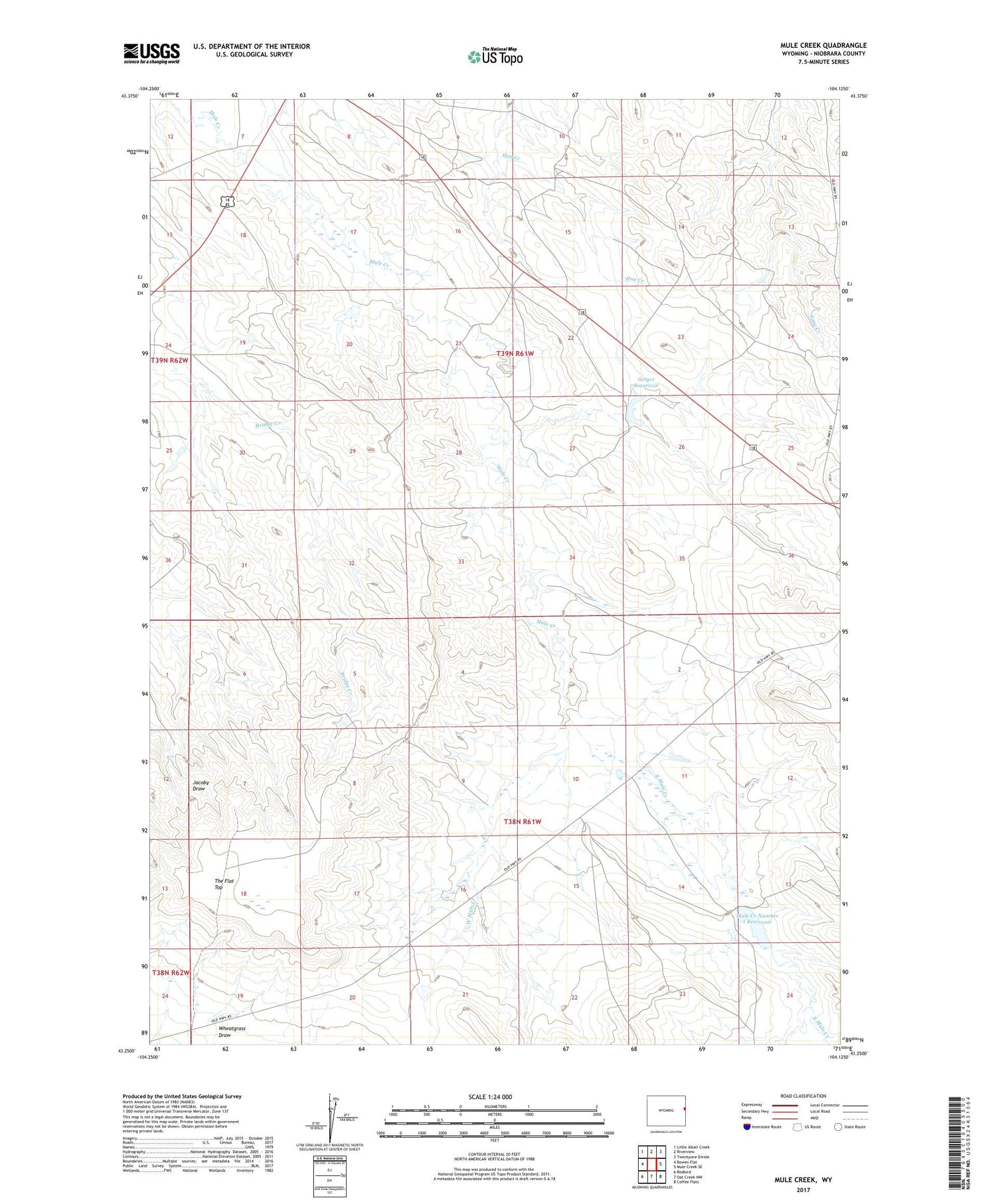 Mule Creek Wyoming US Topo Map Image