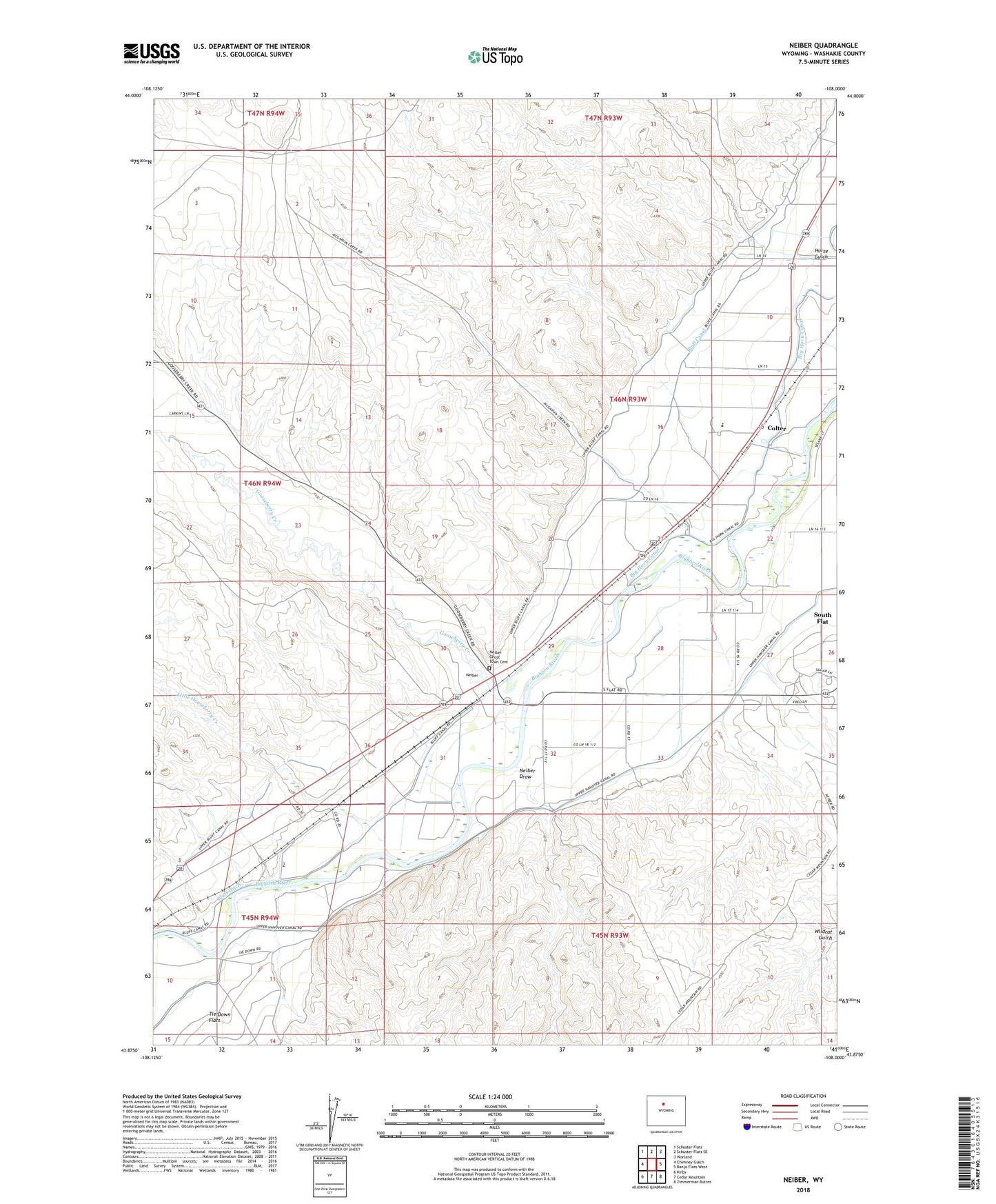 Neiber Wyoming US Topo Map Image