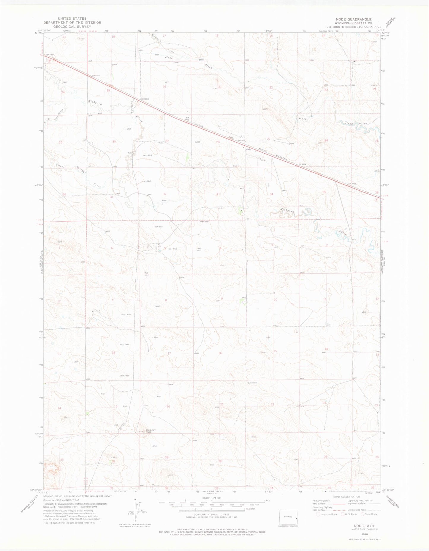 Classic USGS Node Wyoming 7.5'x7.5' Topo Map Image