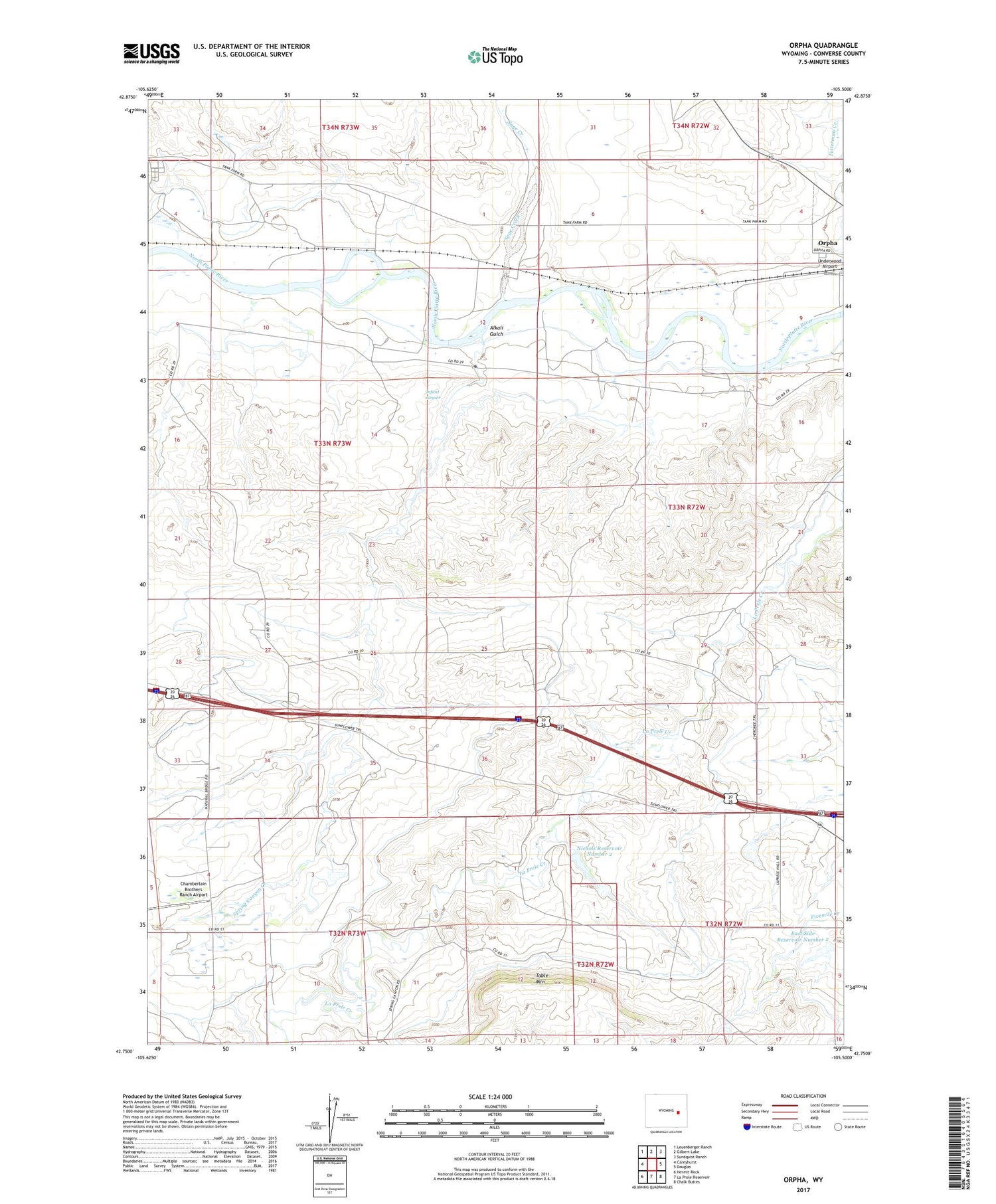 Orpha Wyoming US Topo Map Image