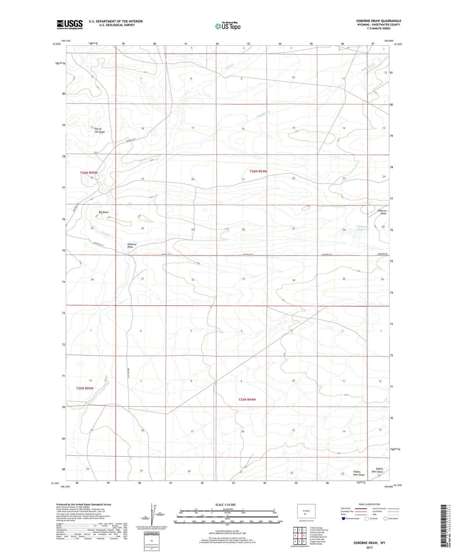 Osborne Draw Wyoming US Topo Map Image