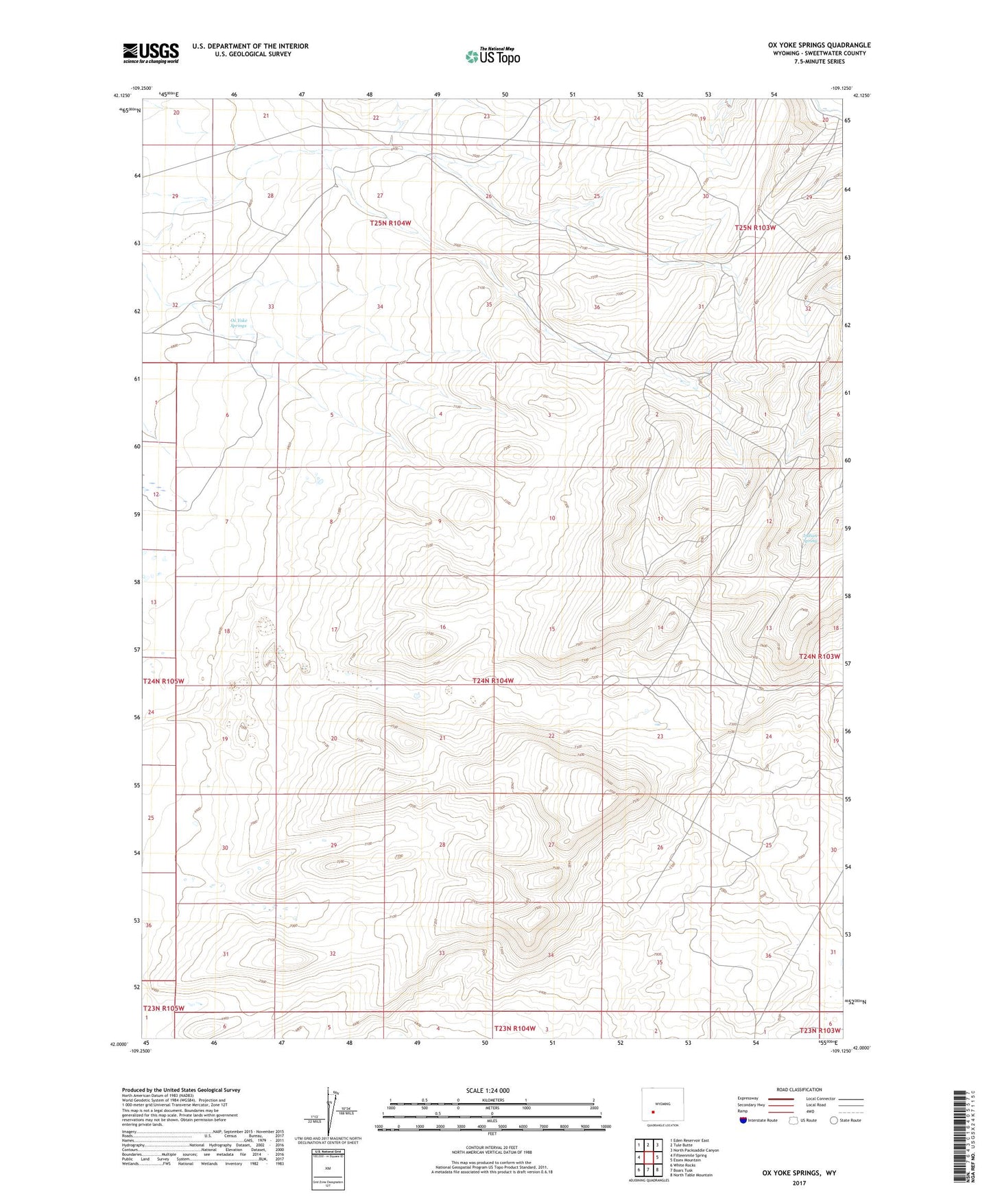 Ox Yoke Springs Wyoming US Topo Map Image