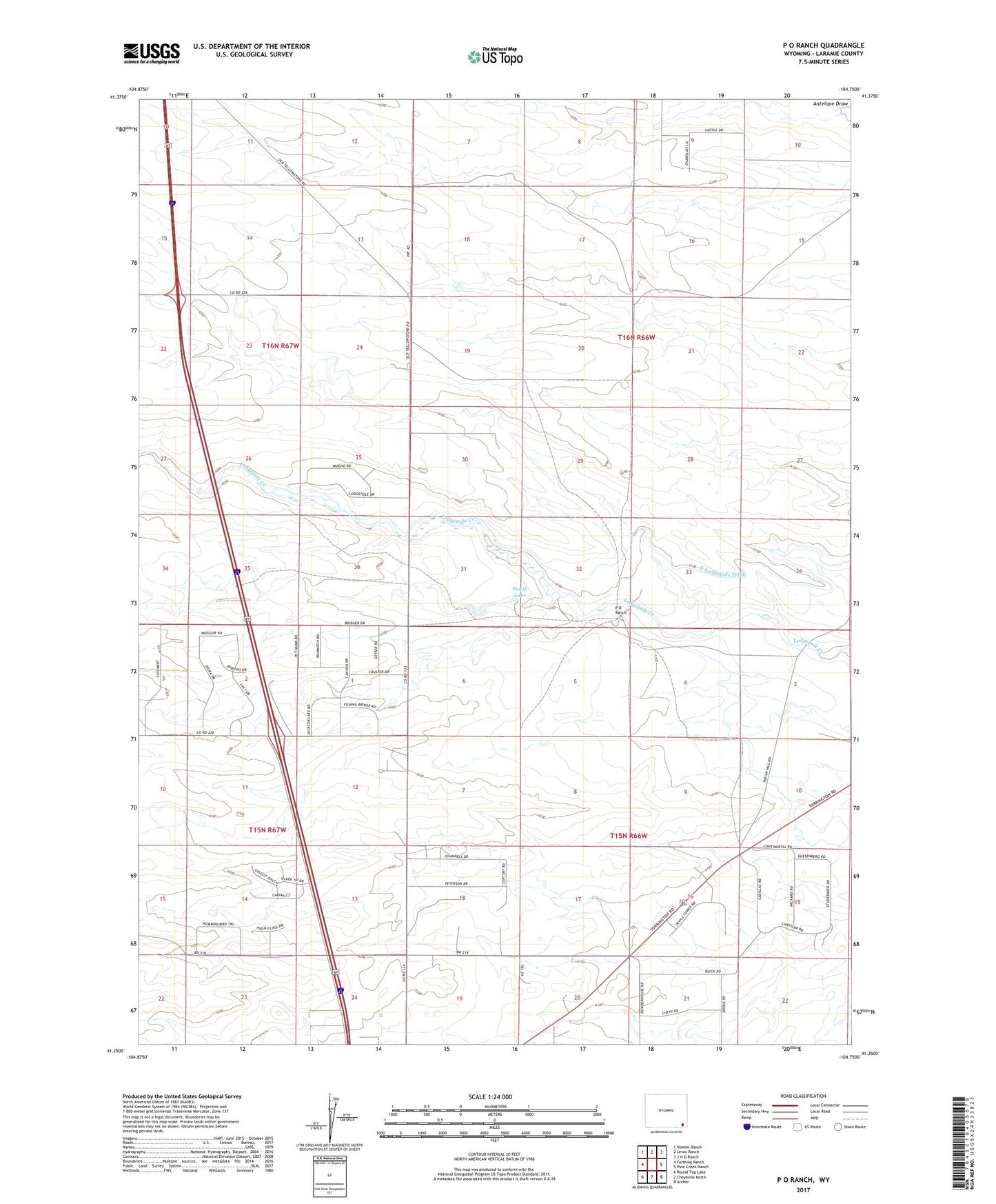 P O Ranch Wyoming US Topo Map Image