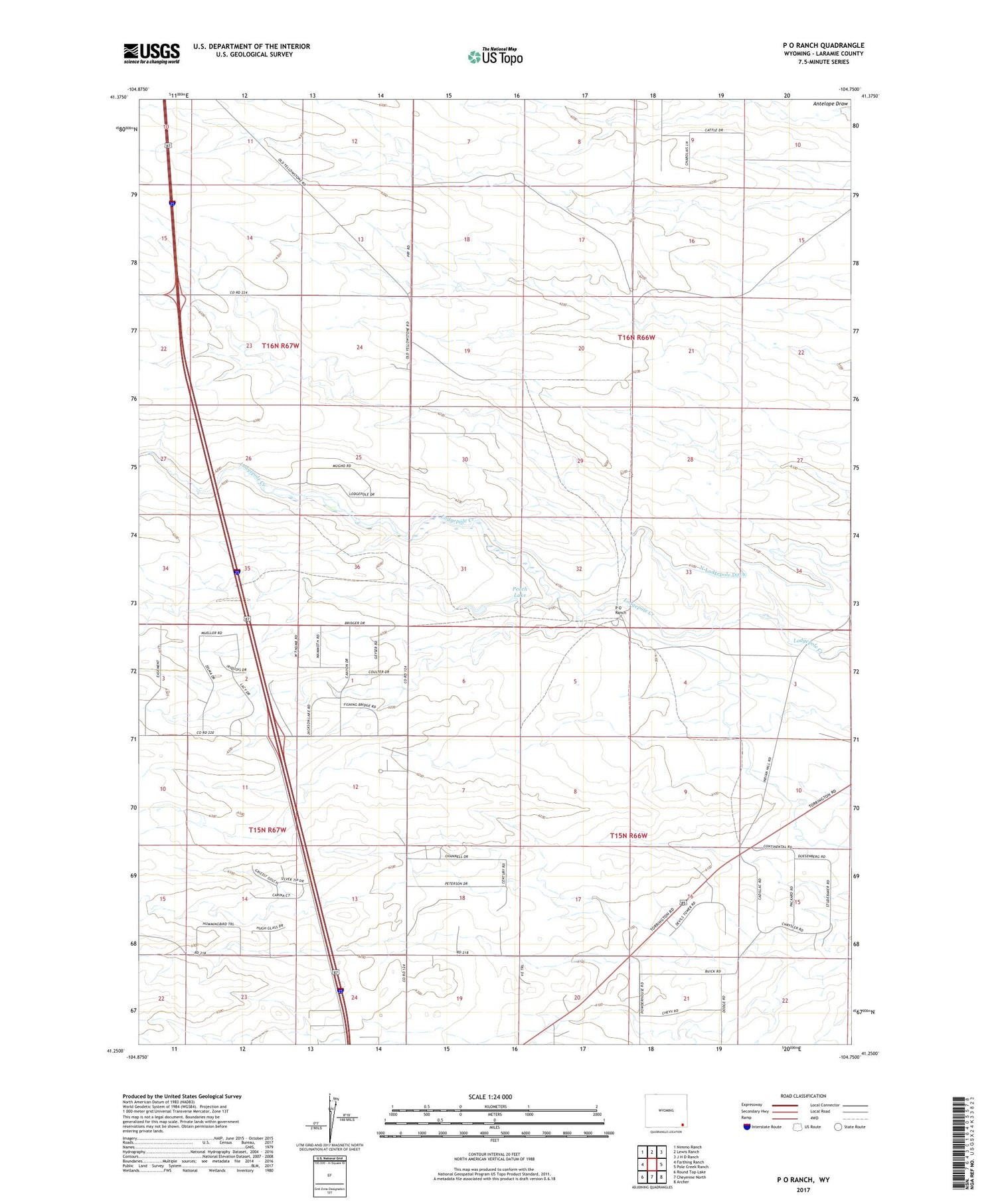 P O Ranch Wyoming US Topo Map Image