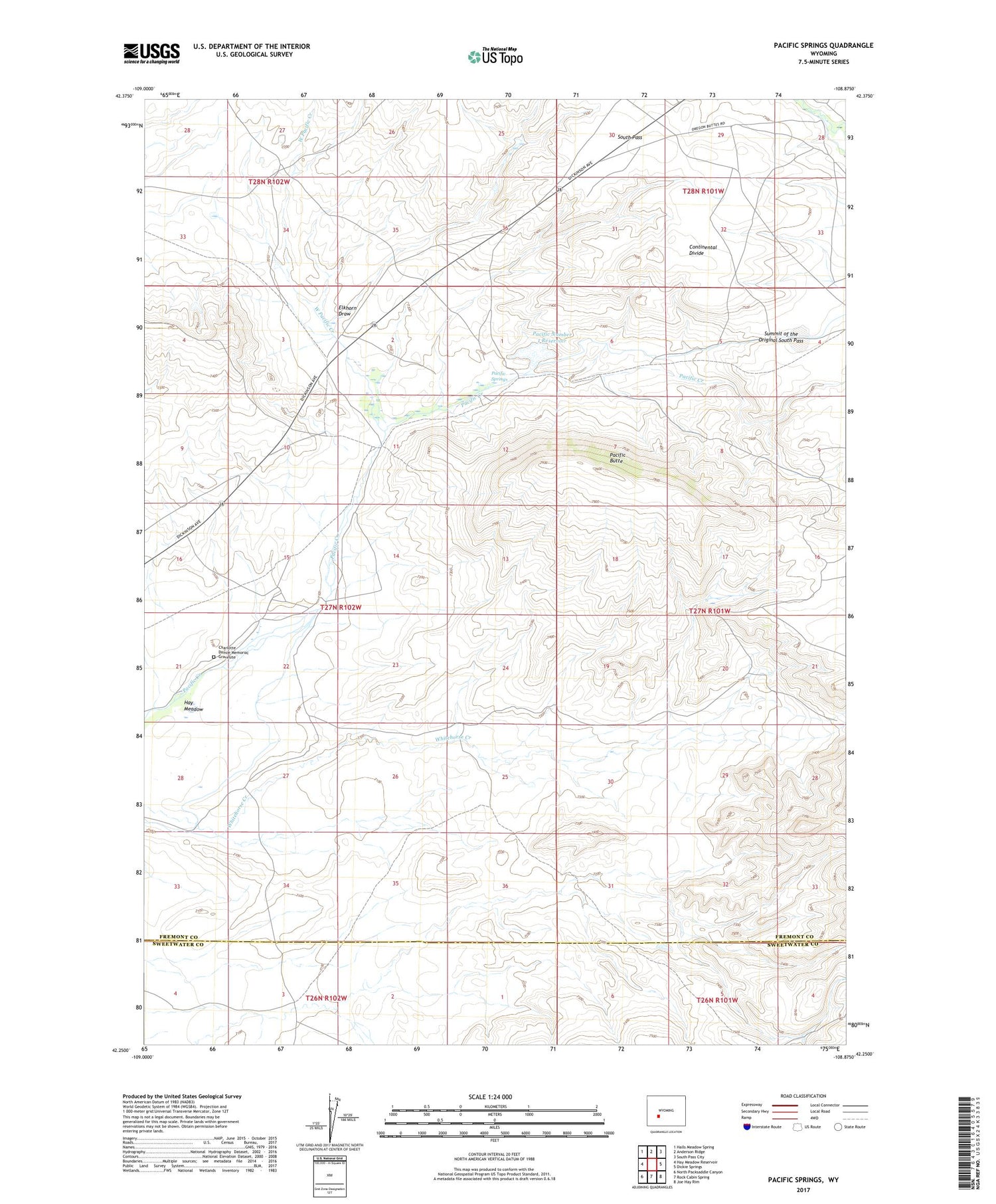 Pacific Springs Wyoming US Topo Map Image