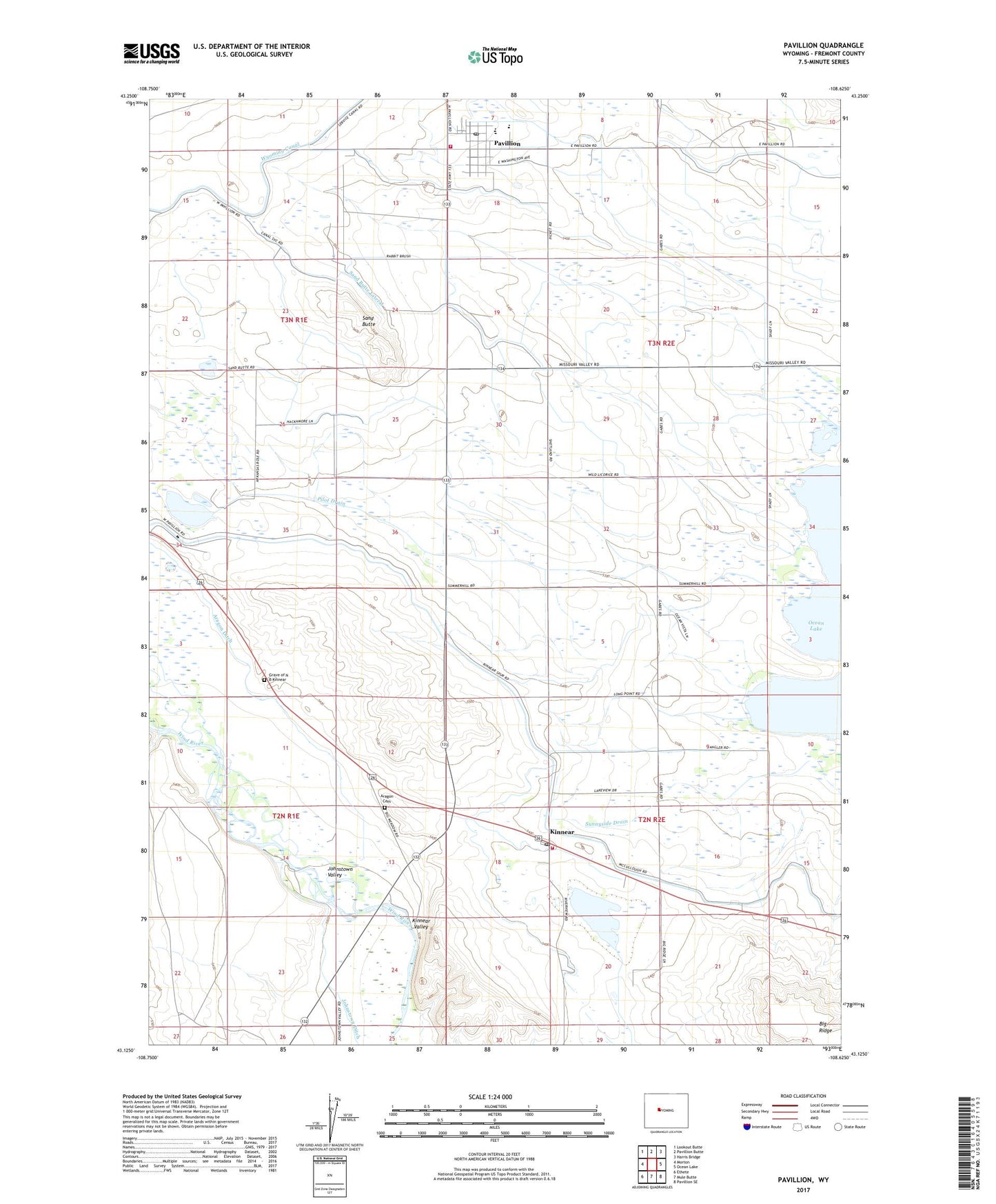Pavillion Wyoming US Topo Map Image