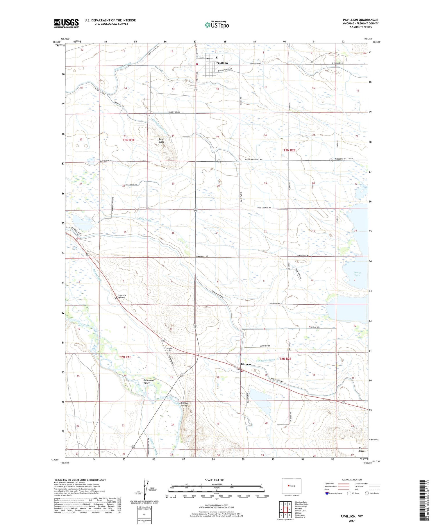 Pavillion Wyoming US Topo Map Image