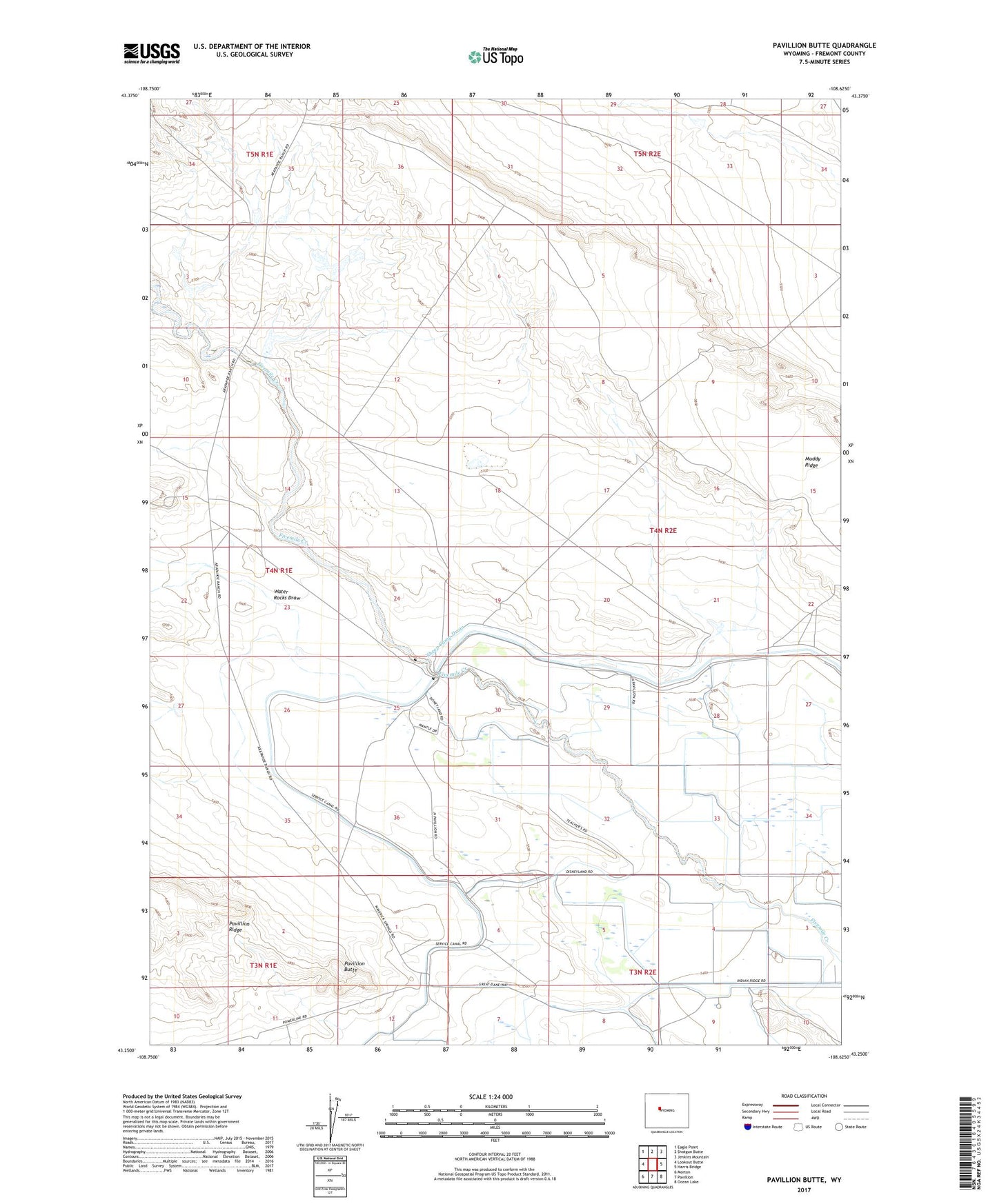 Pavillion Butte Wyoming US Topo Map Image