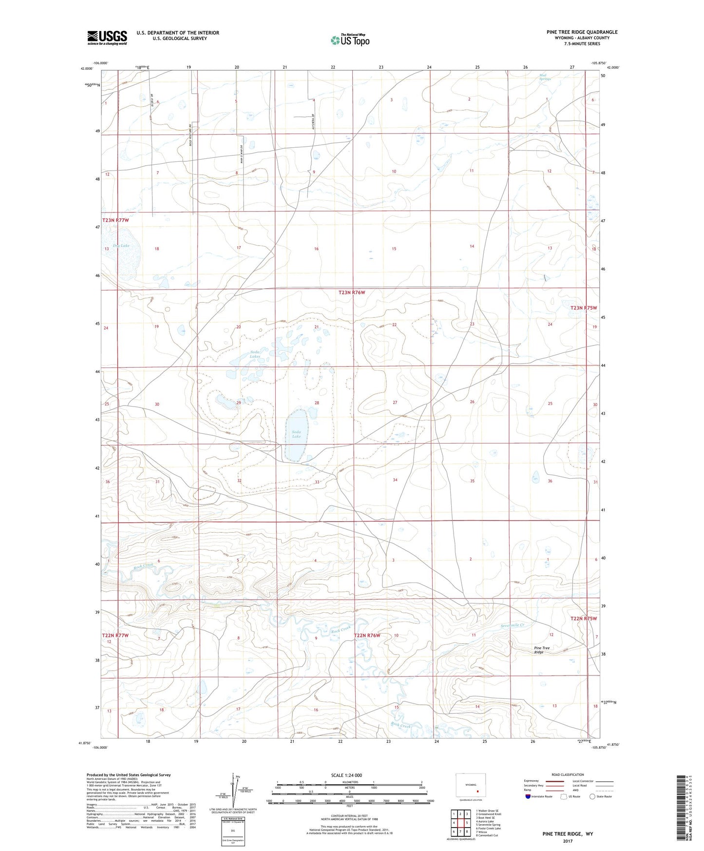 Pine Tree Ridge Wyoming US Topo Map Image