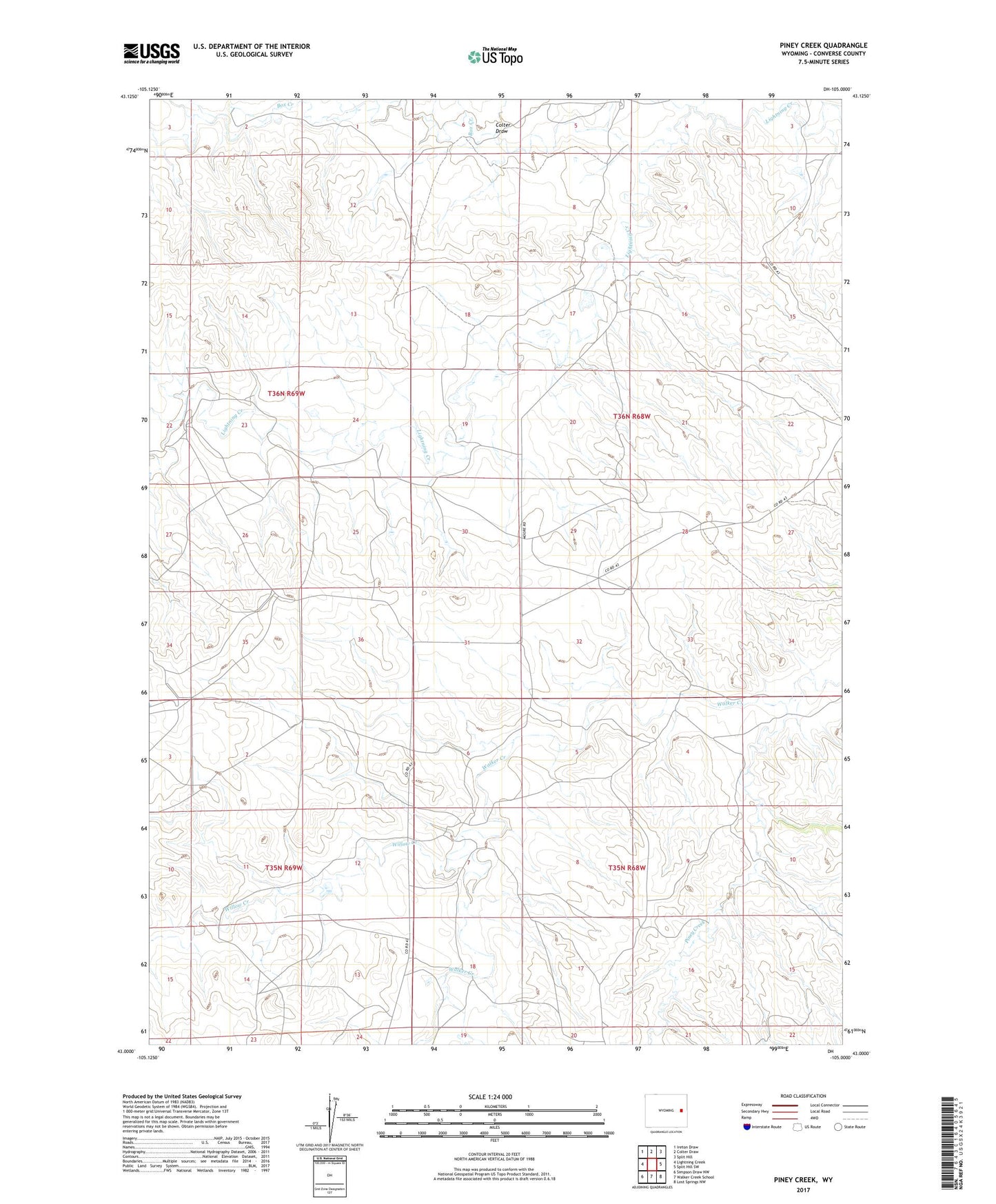 Piney Creek Wyoming US Topo Map Image