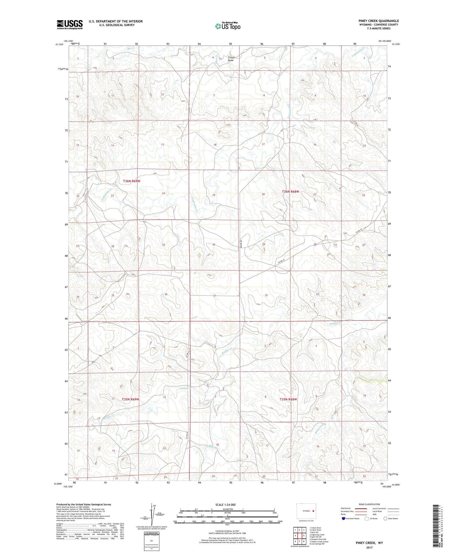 Piney Creek Wyoming US Topo Map Image