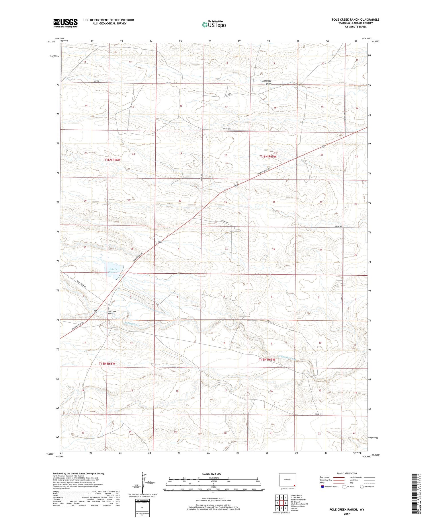 Pole Creek Ranch Wyoming US Topo Map Image