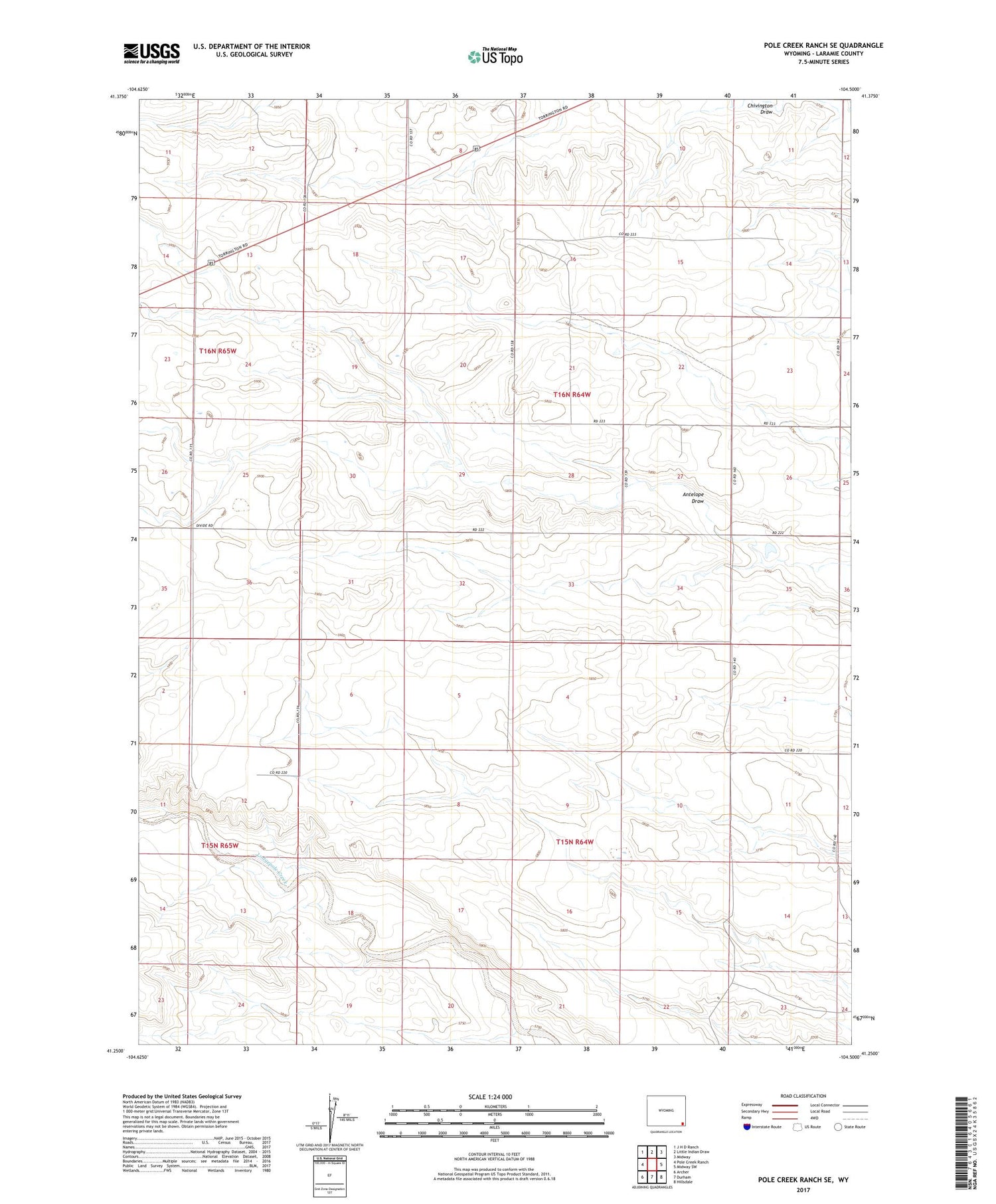 Pole Creek Ranch SE Wyoming US Topo Map Image