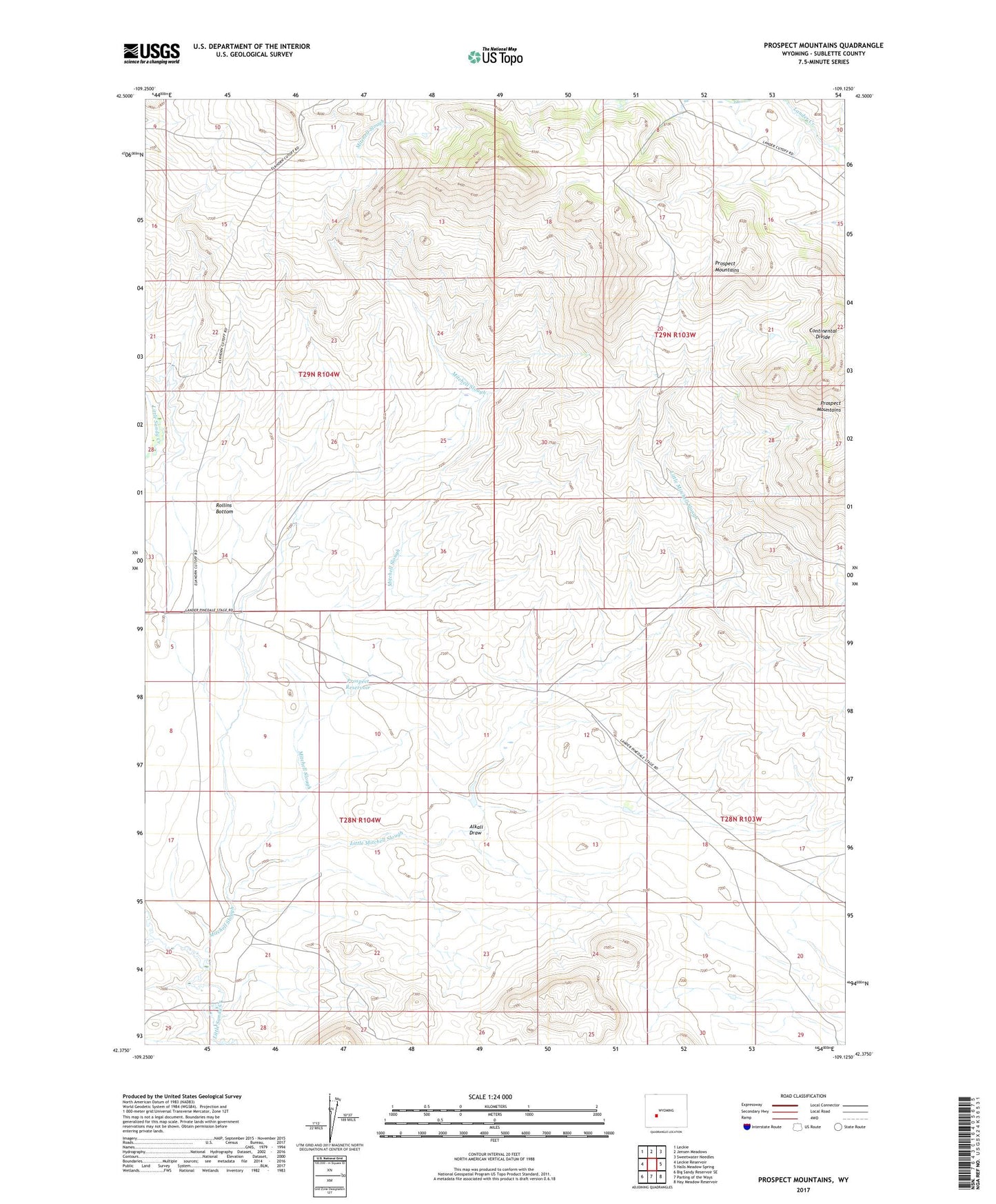 Prospect Mountains Wyoming US Topo Map Image