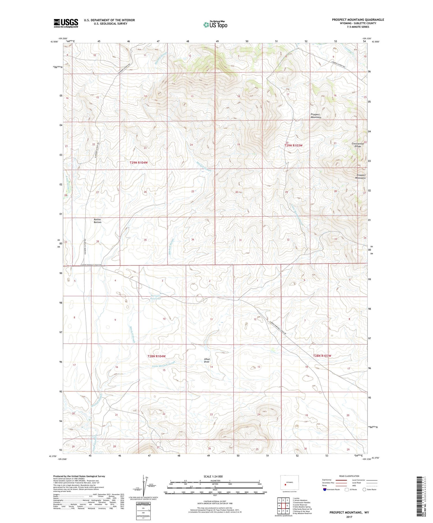Prospect Mountains Wyoming US Topo Map Image