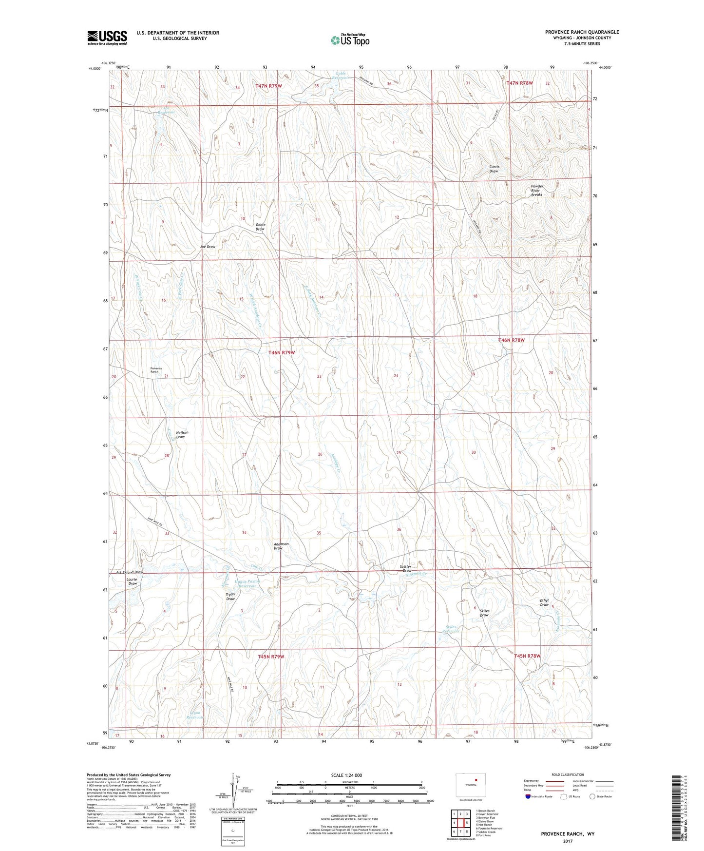 Provence Ranch Wyoming US Topo Map Image