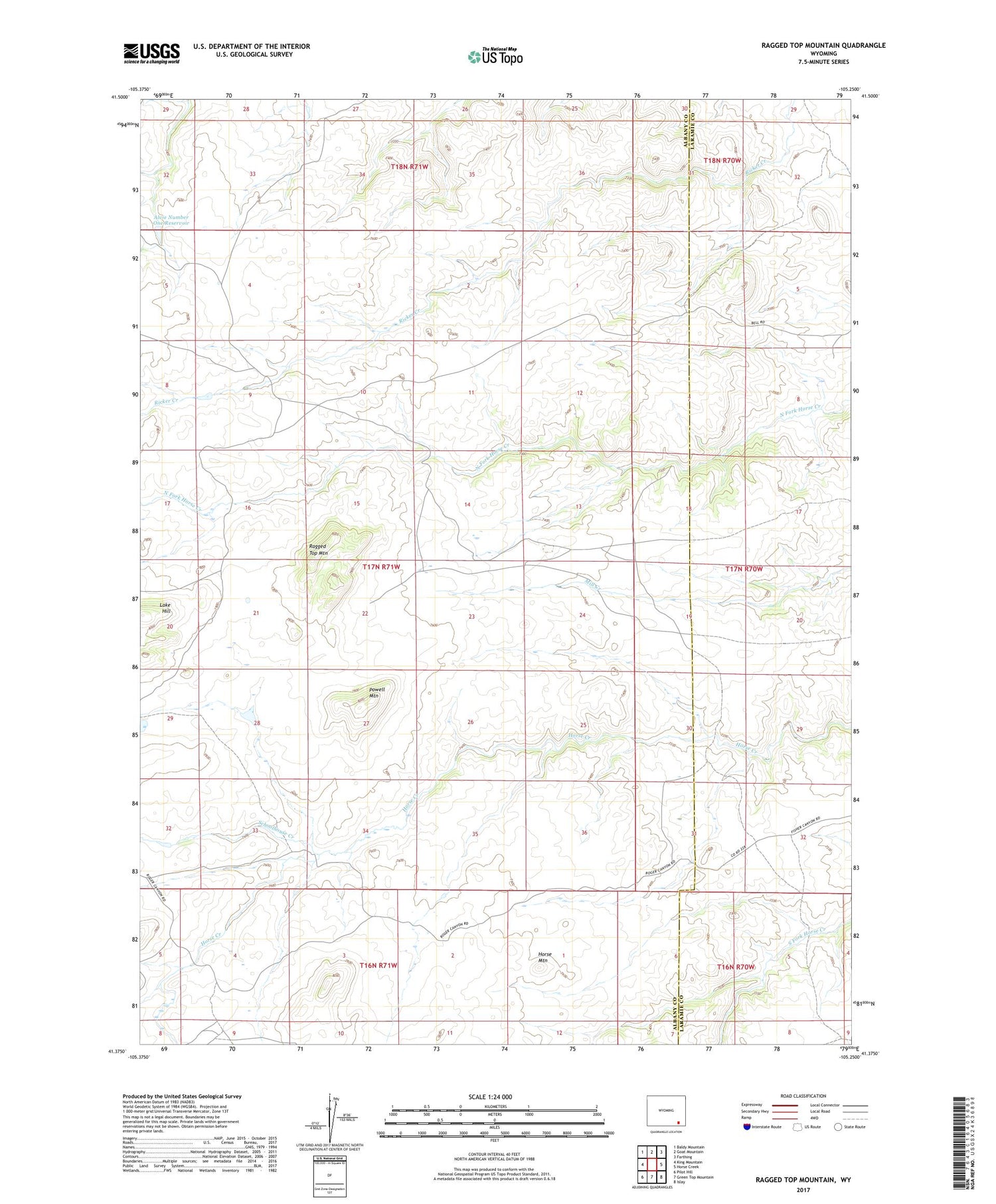 Ragged Top Mountain Wyoming US Topo Map Image