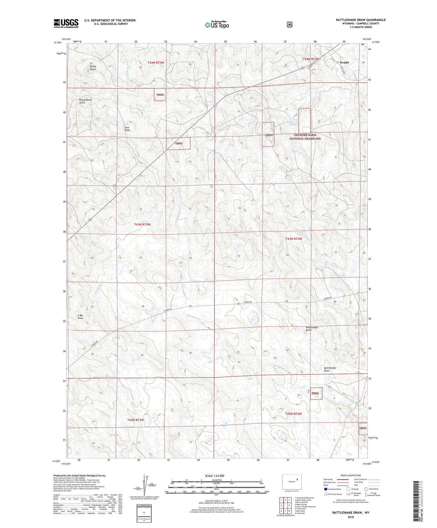 Rattlesnake Draw Wyoming US Topo Map Image