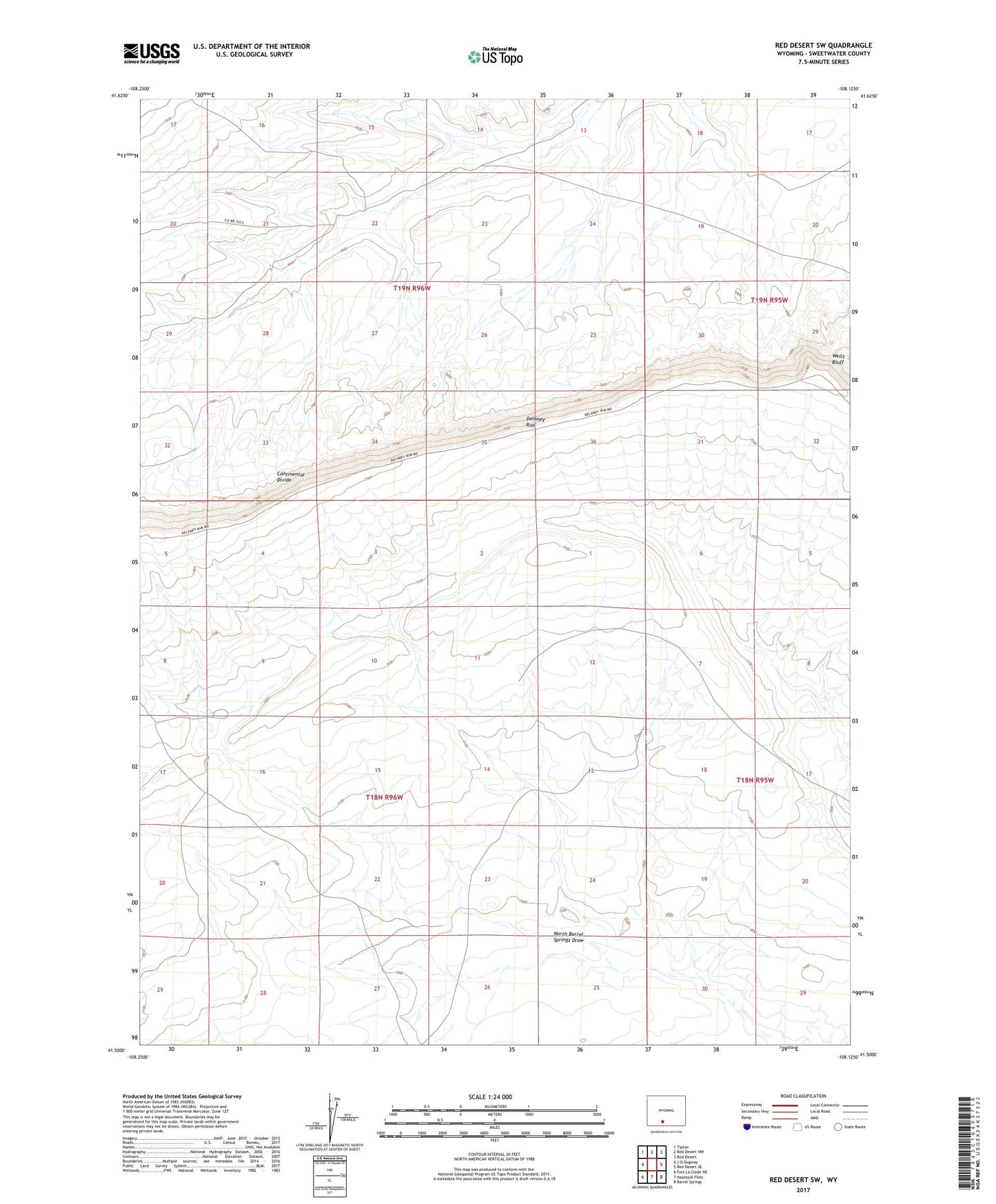Red Desert SW Wyoming US Topo Map Image