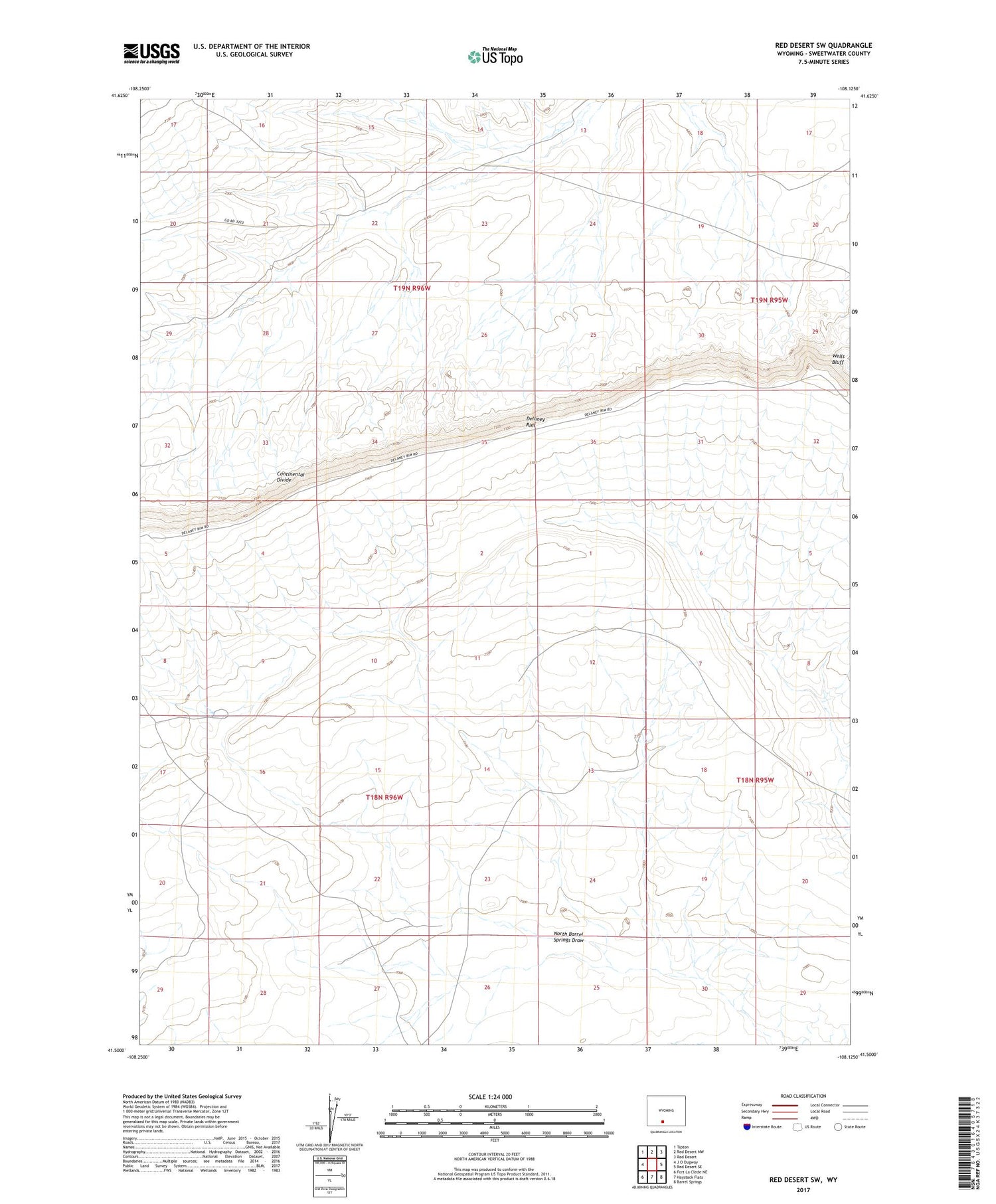 Red Desert SW Wyoming US Topo Map Image