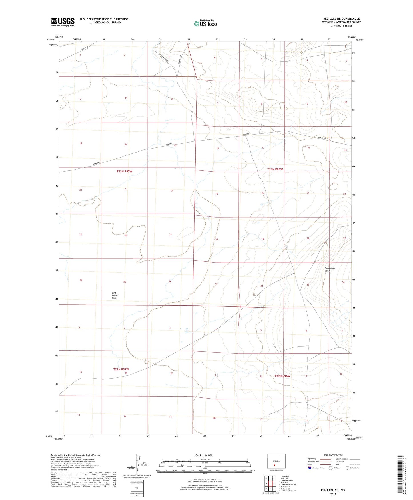 Red Lake NE Wyoming US Topo Map Image