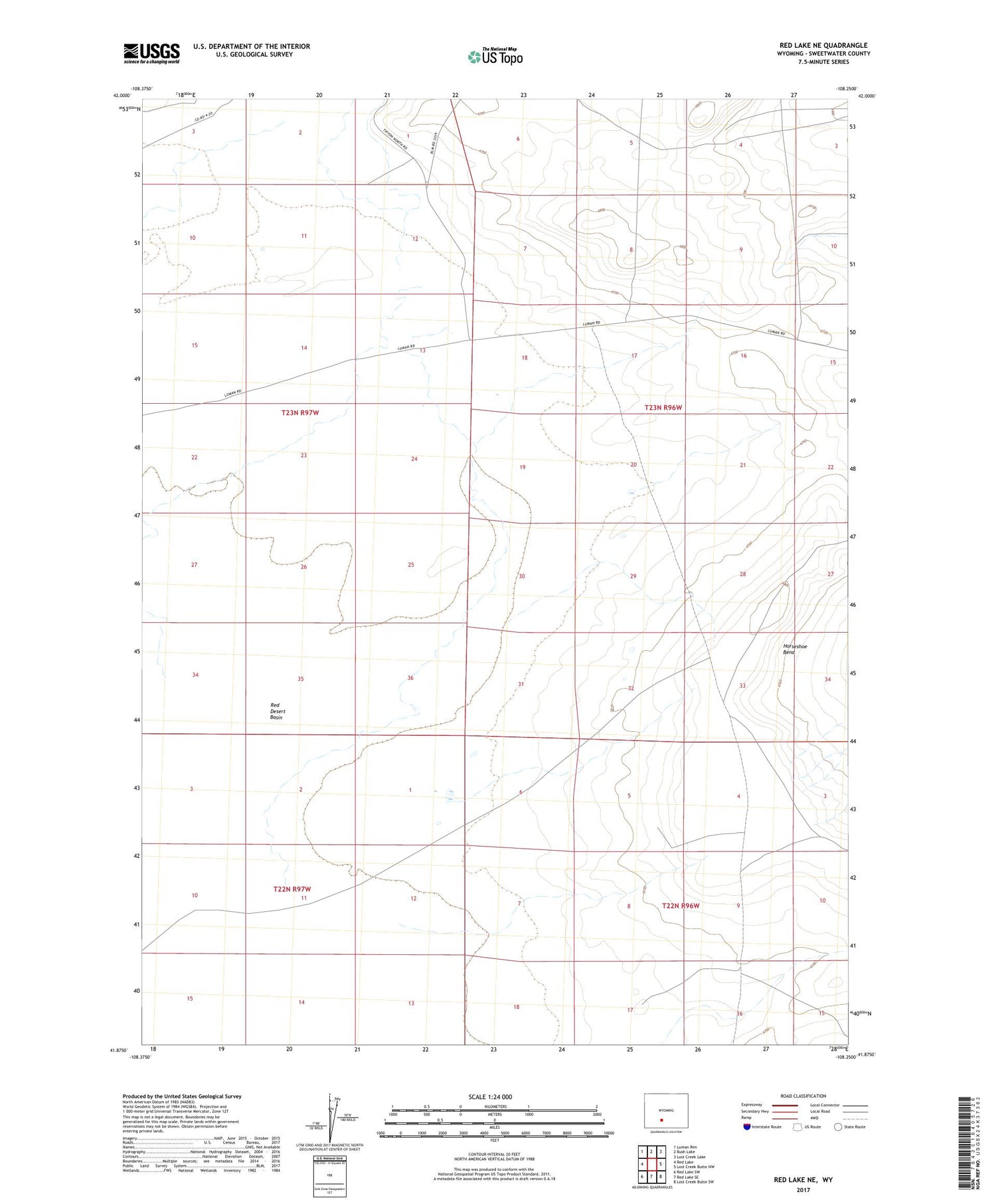 Red Lake NE Wyoming US Topo Map Image
